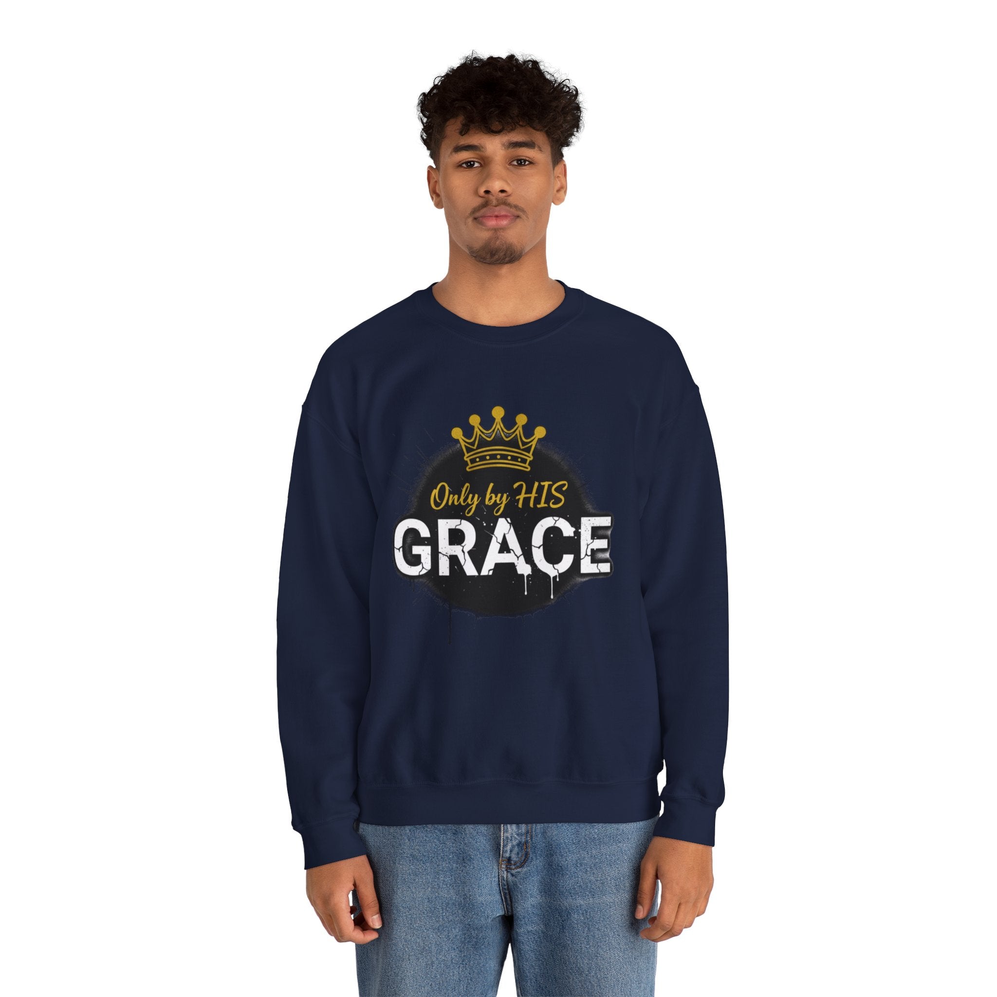 Grace Crown Sweatshirt — 'Only by His Grace' Christian Crewneck