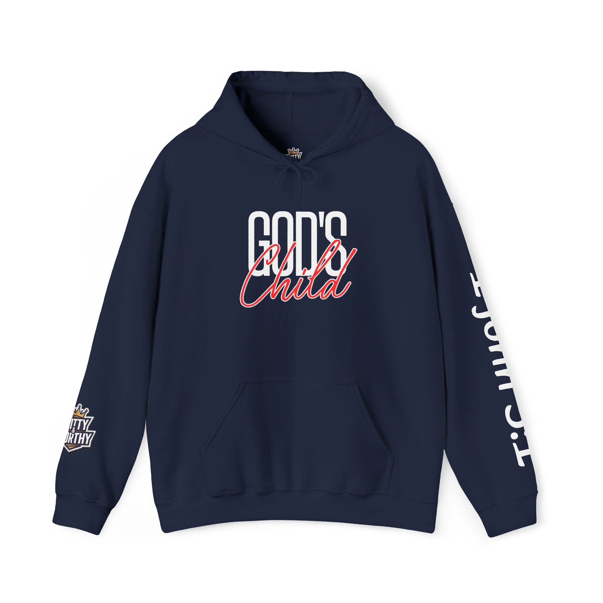 Child Script Hoodie — Cozy White Pullover with 'Child' Script Design