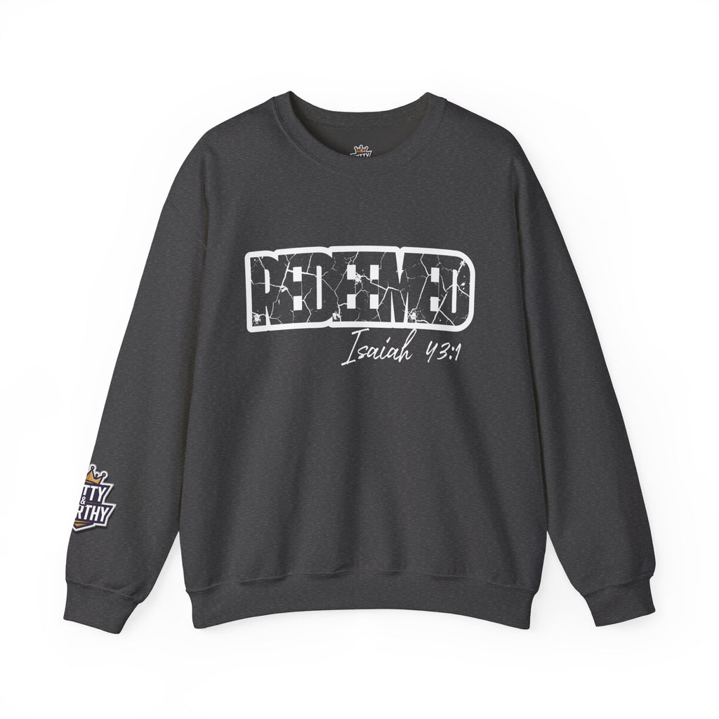 Crewneck Sweatshirt — 'Redeemed' Isaiah 43:1 Christian Faith Graphic