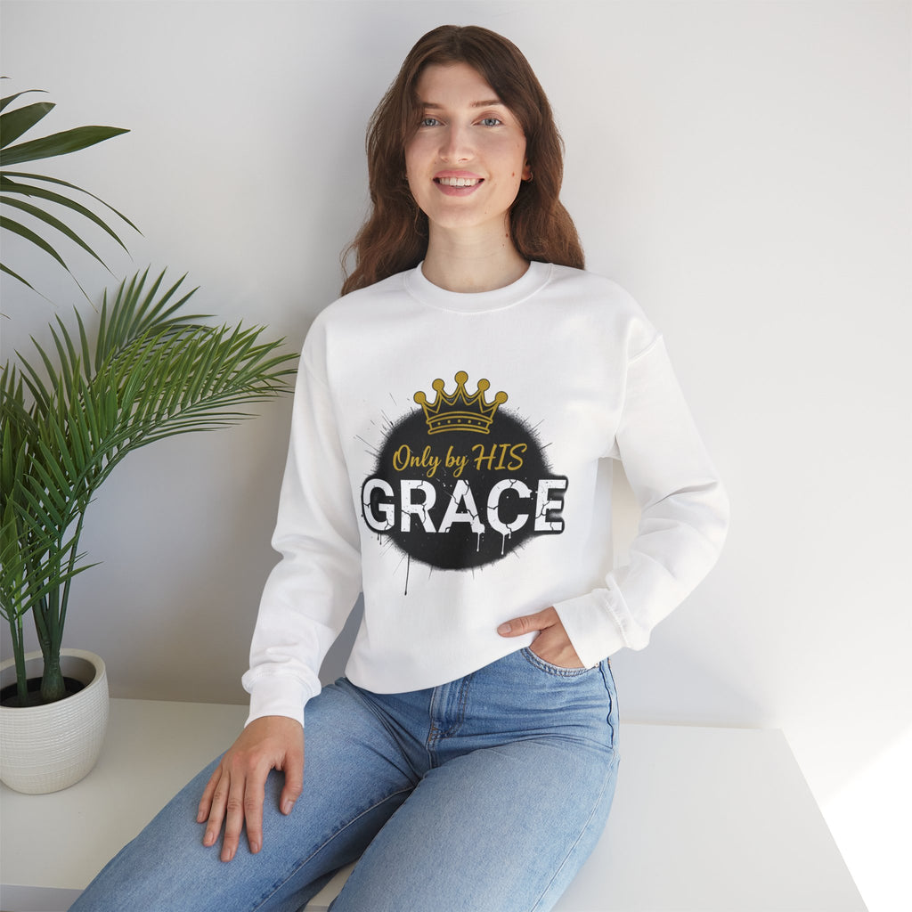 Grace Crown Sweatshirt — 'Only by His Grace' Christian Crewneck