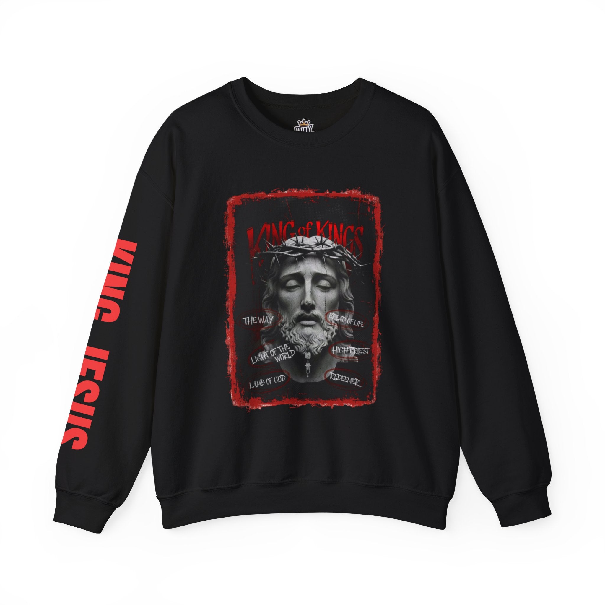 Religious Graphic Crewneck Sweatshirt – 'Love One Another' Jesus Portrait