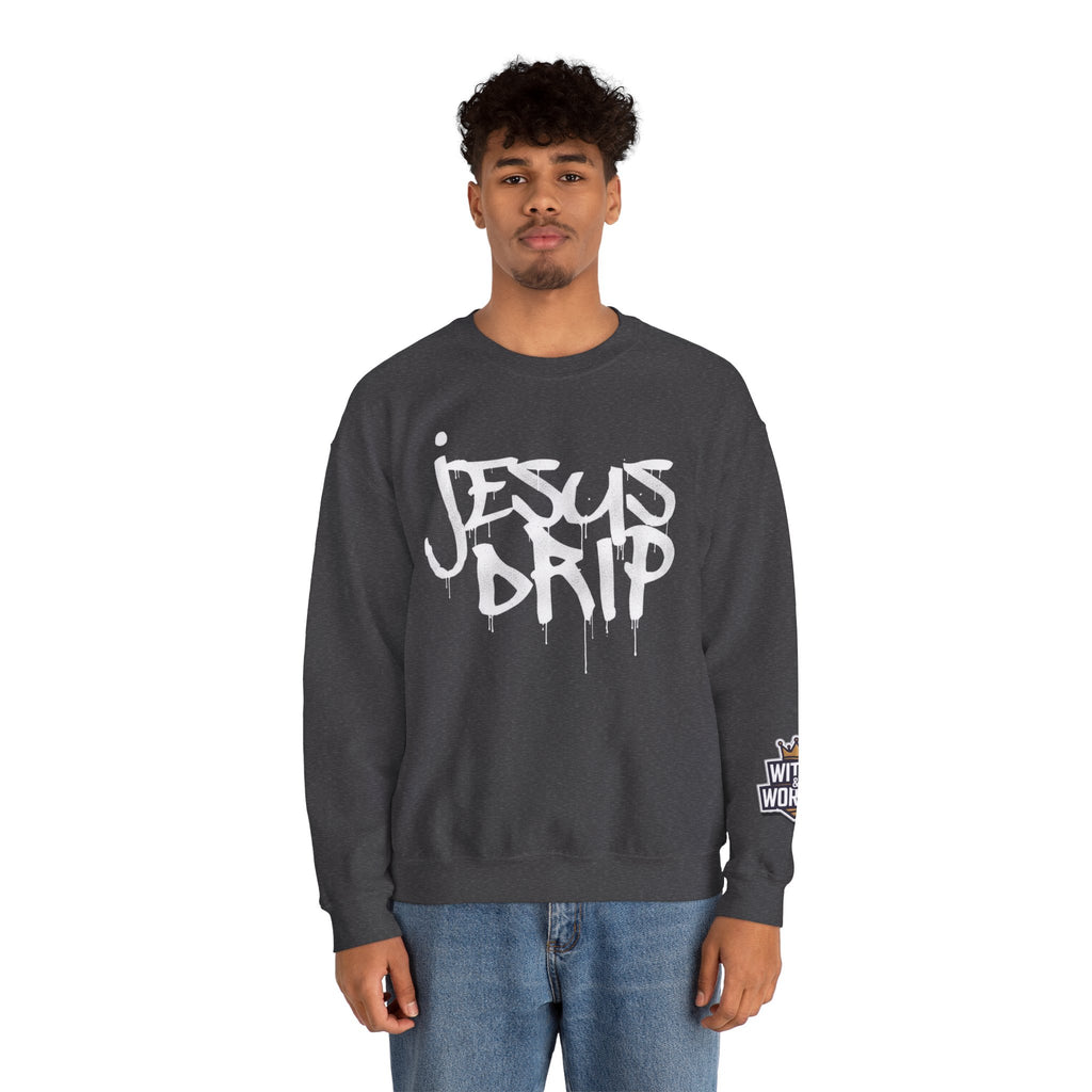 Jesus Drip Crewneck Sweatshirt — Streetwear Christian Graphic Pullover