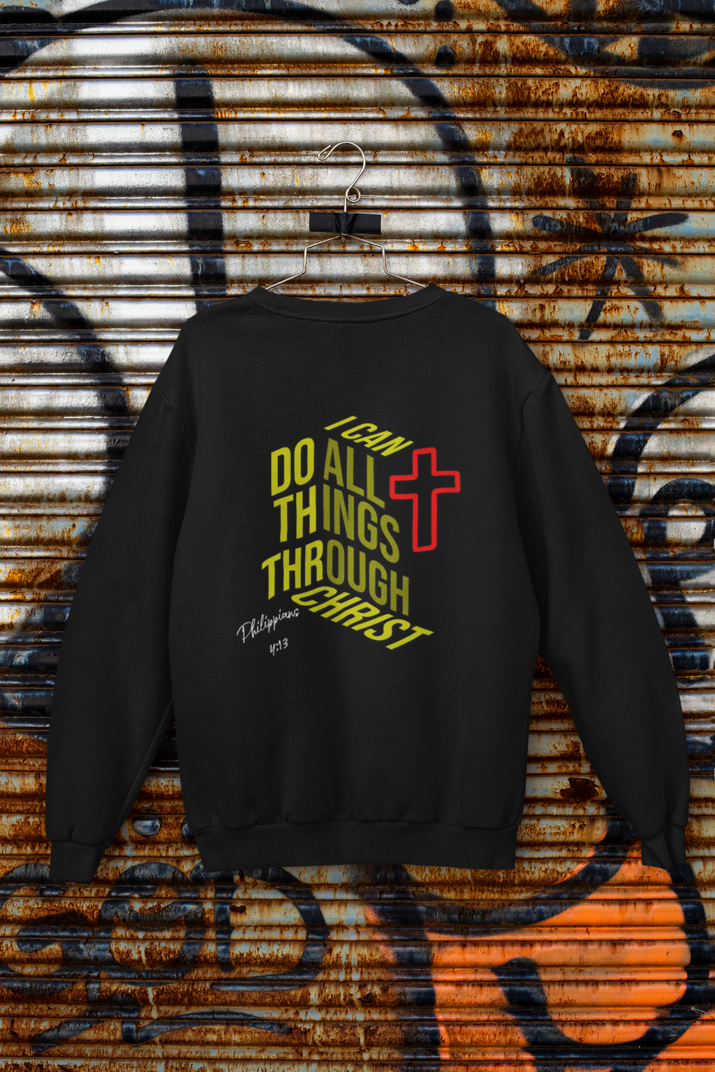 Christian Crewneck Sweatshirt — "I Can Do All Things Through Christ" Graphic