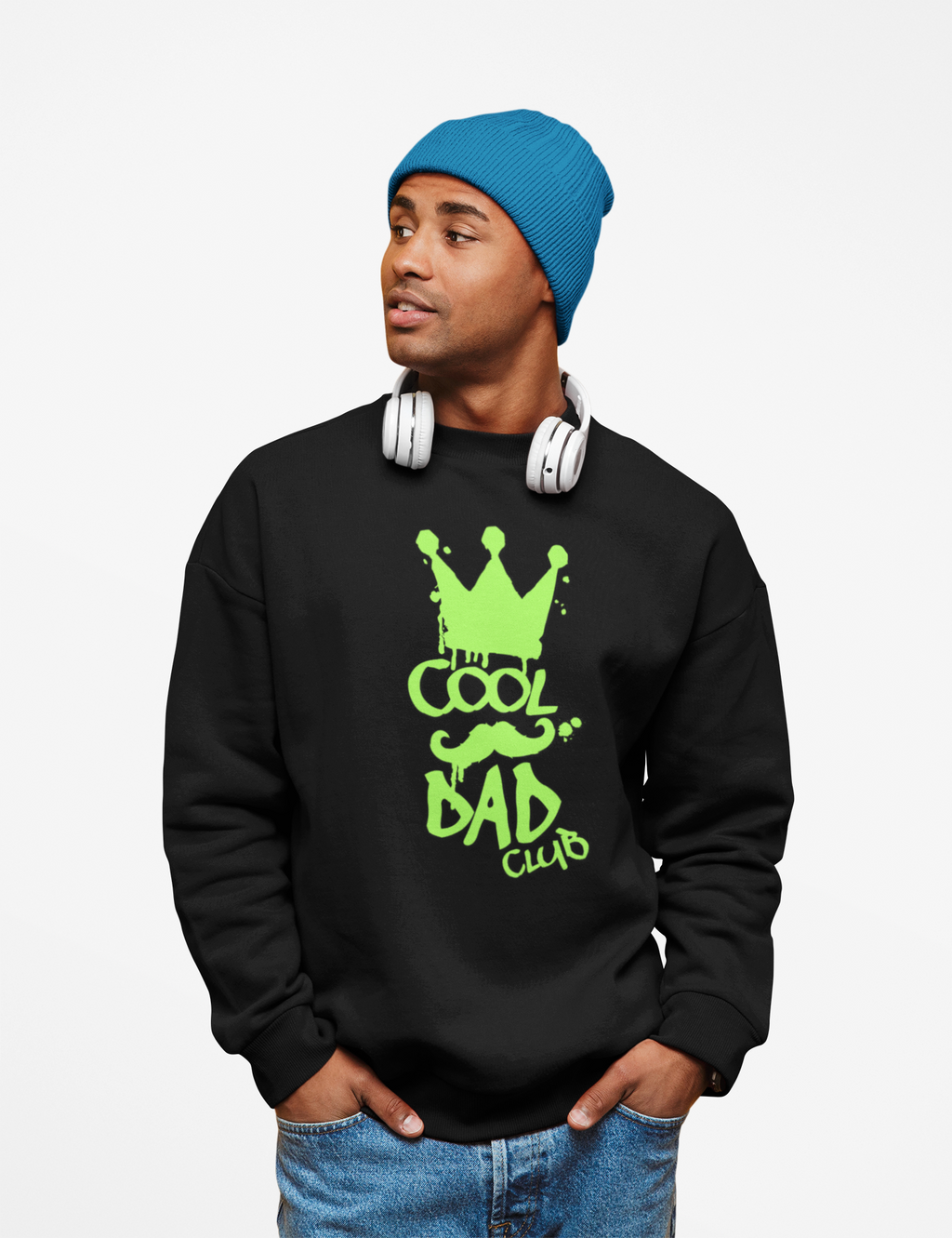 Cool Dad Club Sweatshirt — Neon Green Crown Graphic Crewneck