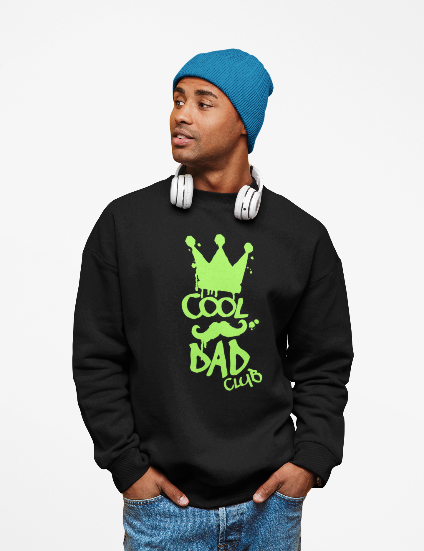 Cool Dad Club Sweatshirt — Neon Green Crown Graphic Crewneck