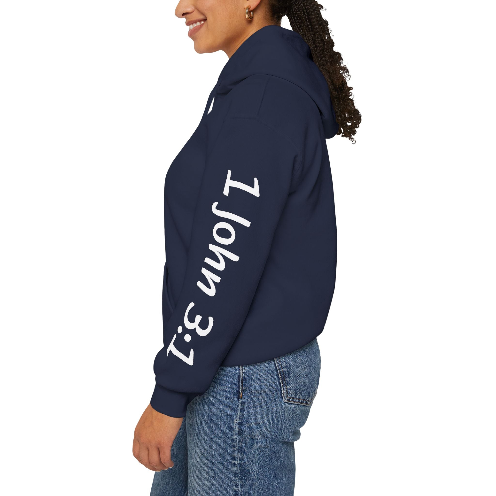 Child Script Hoodie — Cozy White Pullover with 'Child' Script Design