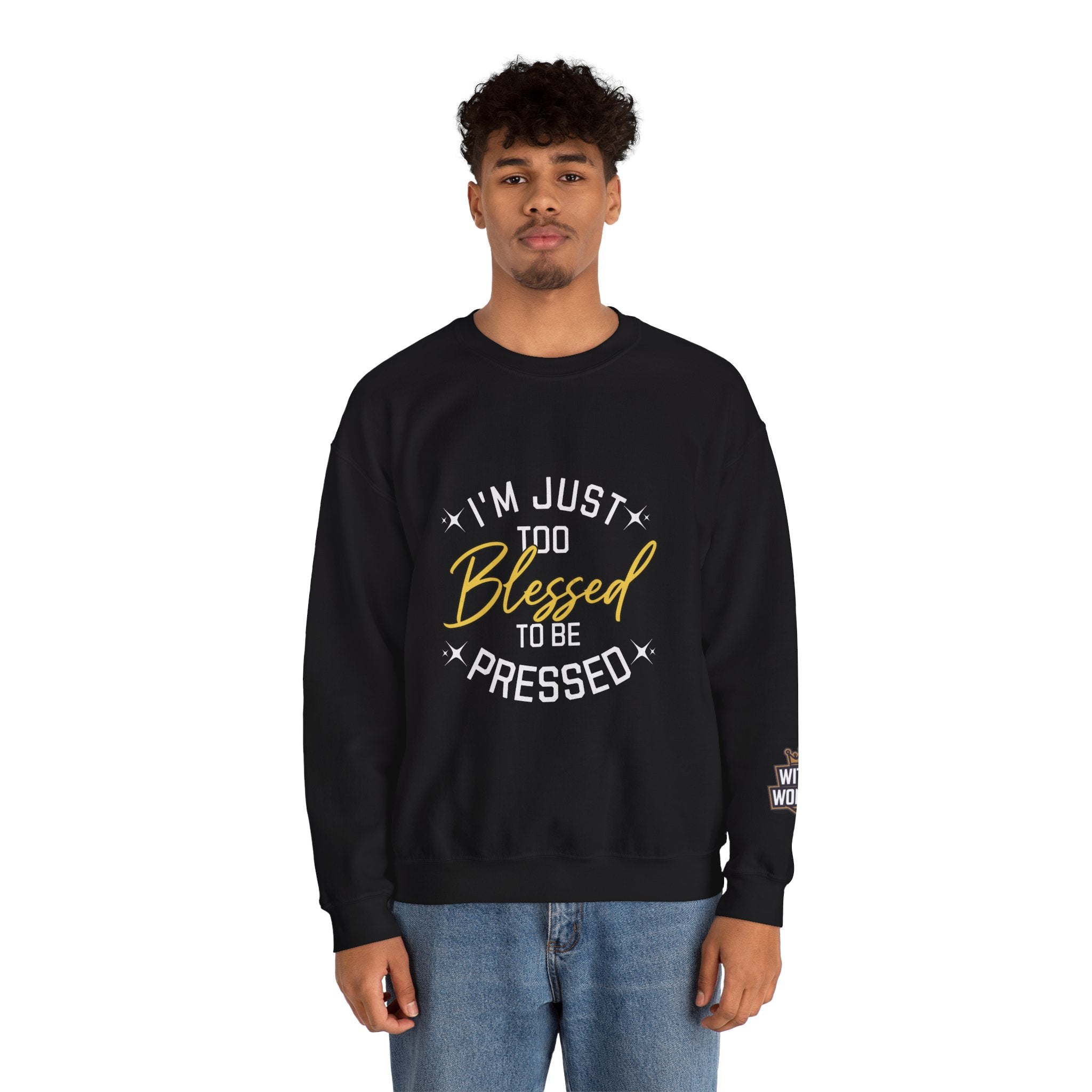 Blessed Crewneck Sweatshirt — Gold Script Cozy Pullover