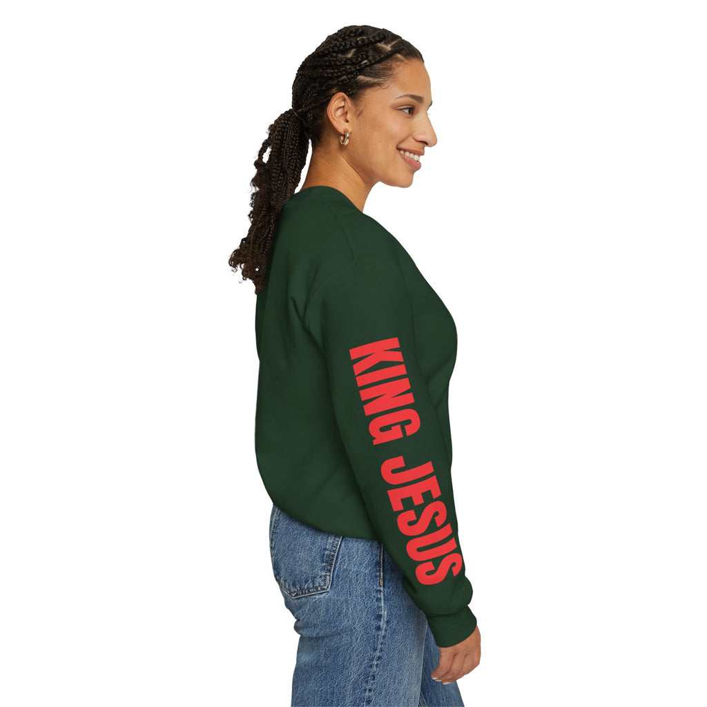 Religious Graphic Crewneck Sweatshirt – 'Love One Another' Jesus Portrait
