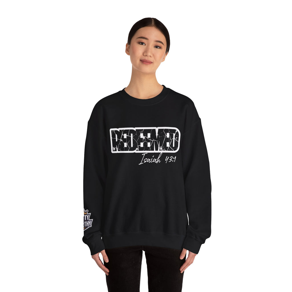 Crewneck Sweatshirt — 'Redeemed' Isaiah 43:1 Christian Faith Graphic
