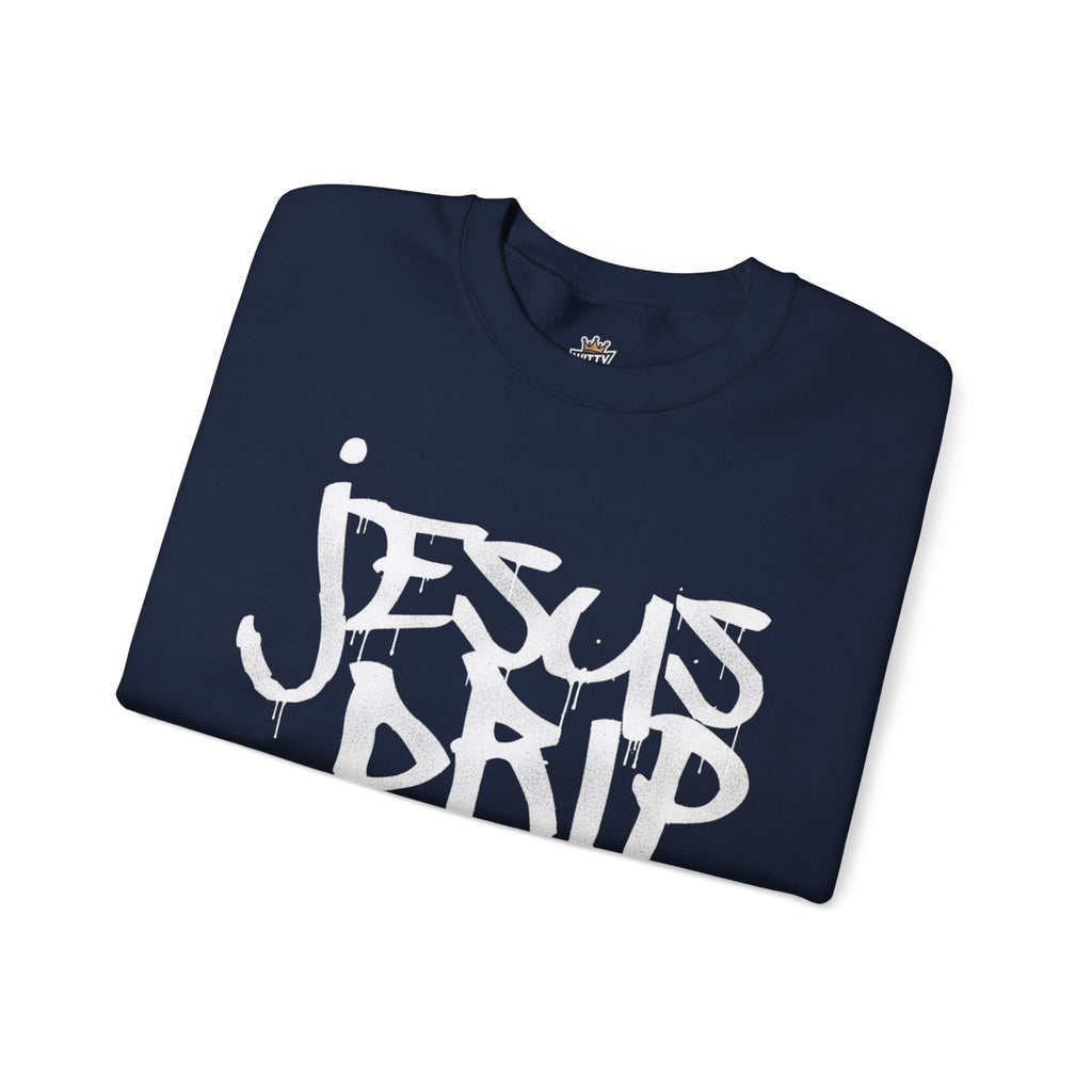 Jesus Drip Crewneck Sweatshirt — Streetwear Christian Graphic Pullover
