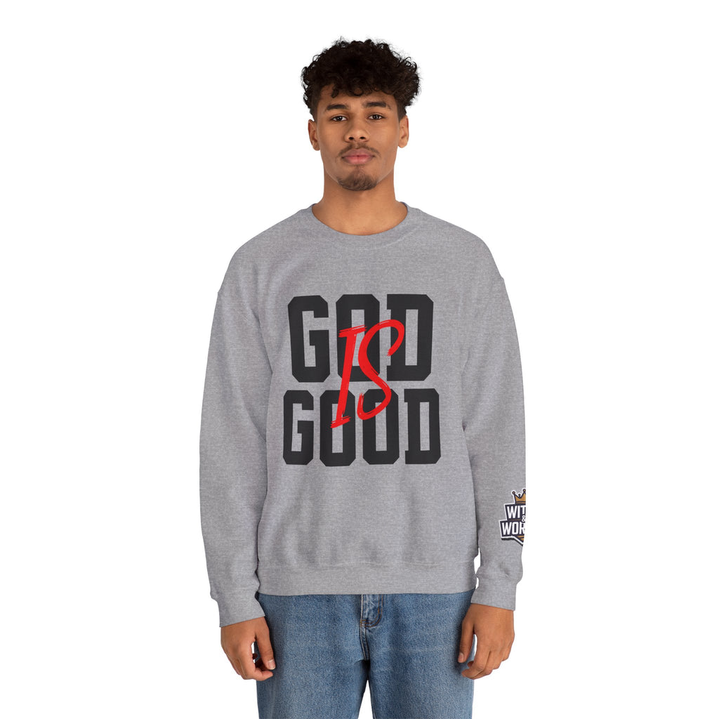 God Is Good Crewneck Sweatshirt — Faith-Based Christian Graphic Pullover
