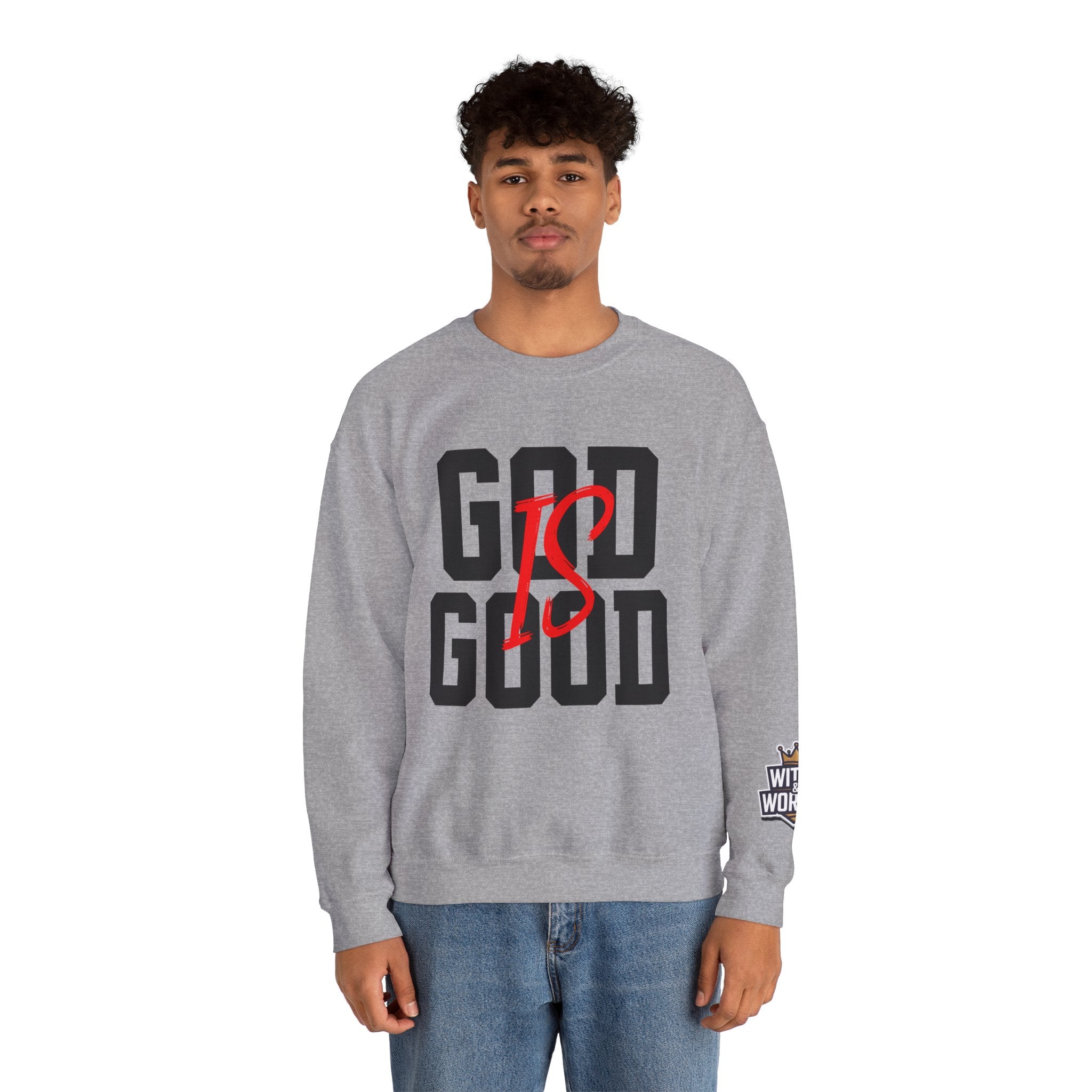 God Is Good Crewneck Sweatshirt — Faith-Based Christian Graphic Pullover