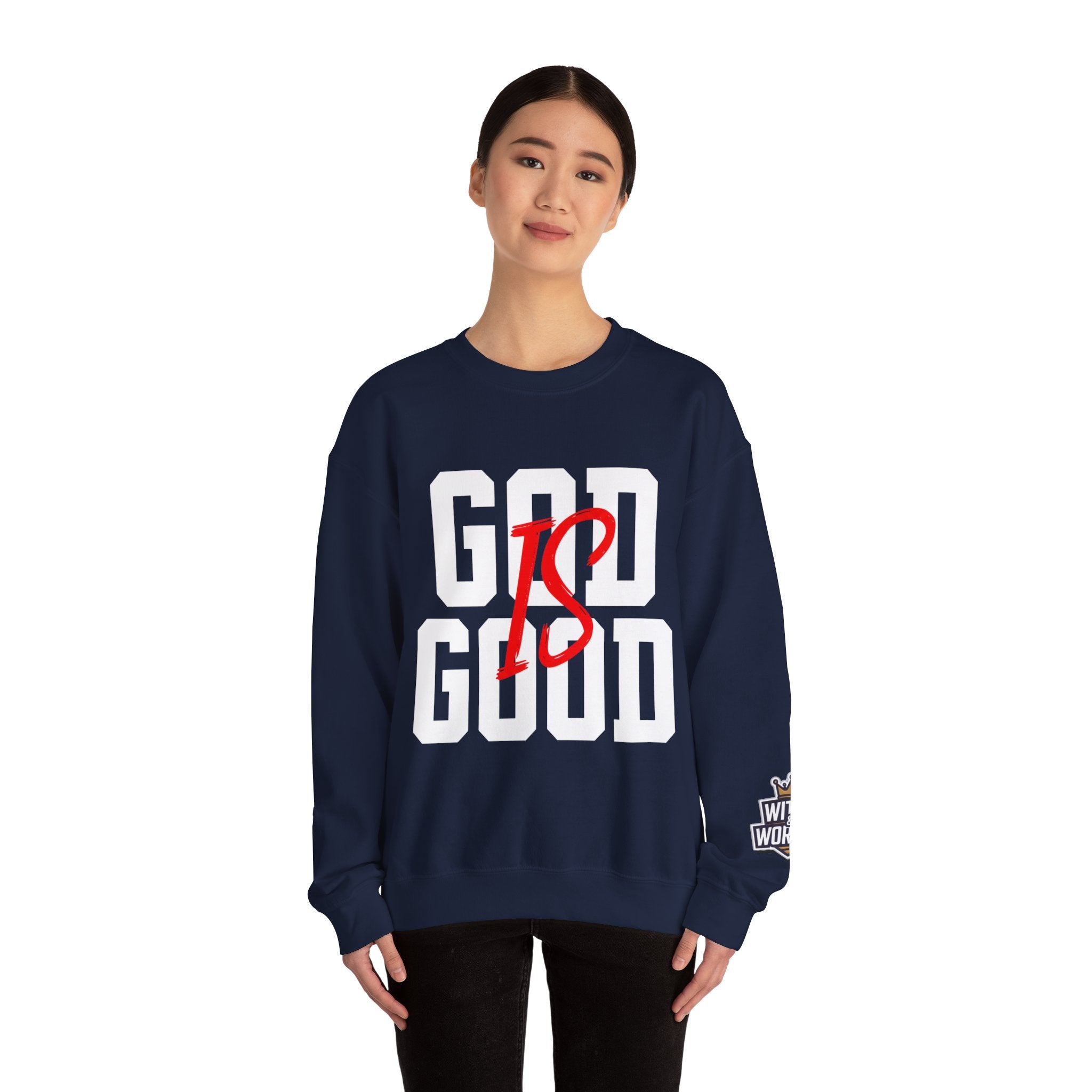 God Is Good Crewneck Sweatshirt — Faith-Based Christian Graphic Pullover