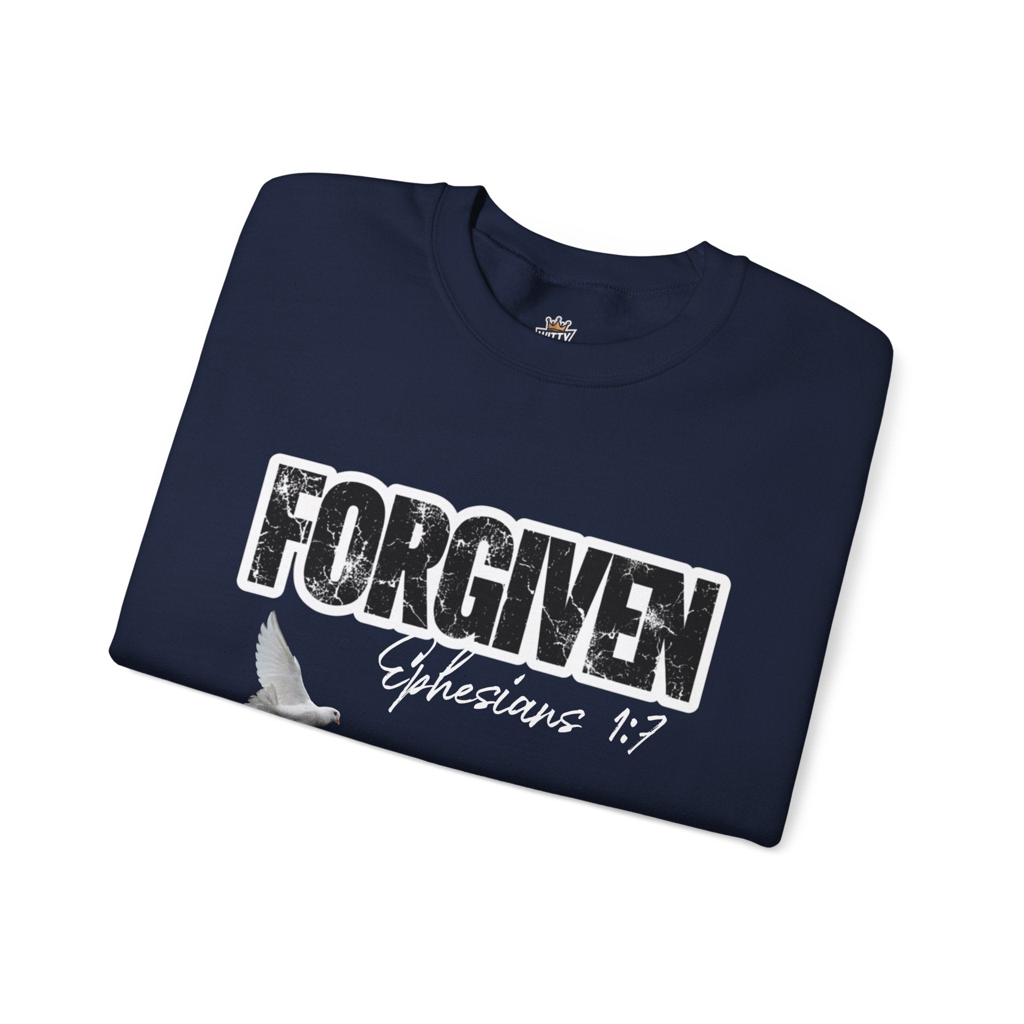 Forgiven Crewneck Sweatshirt – Ephesians 1:7 Christian Dove Pullover