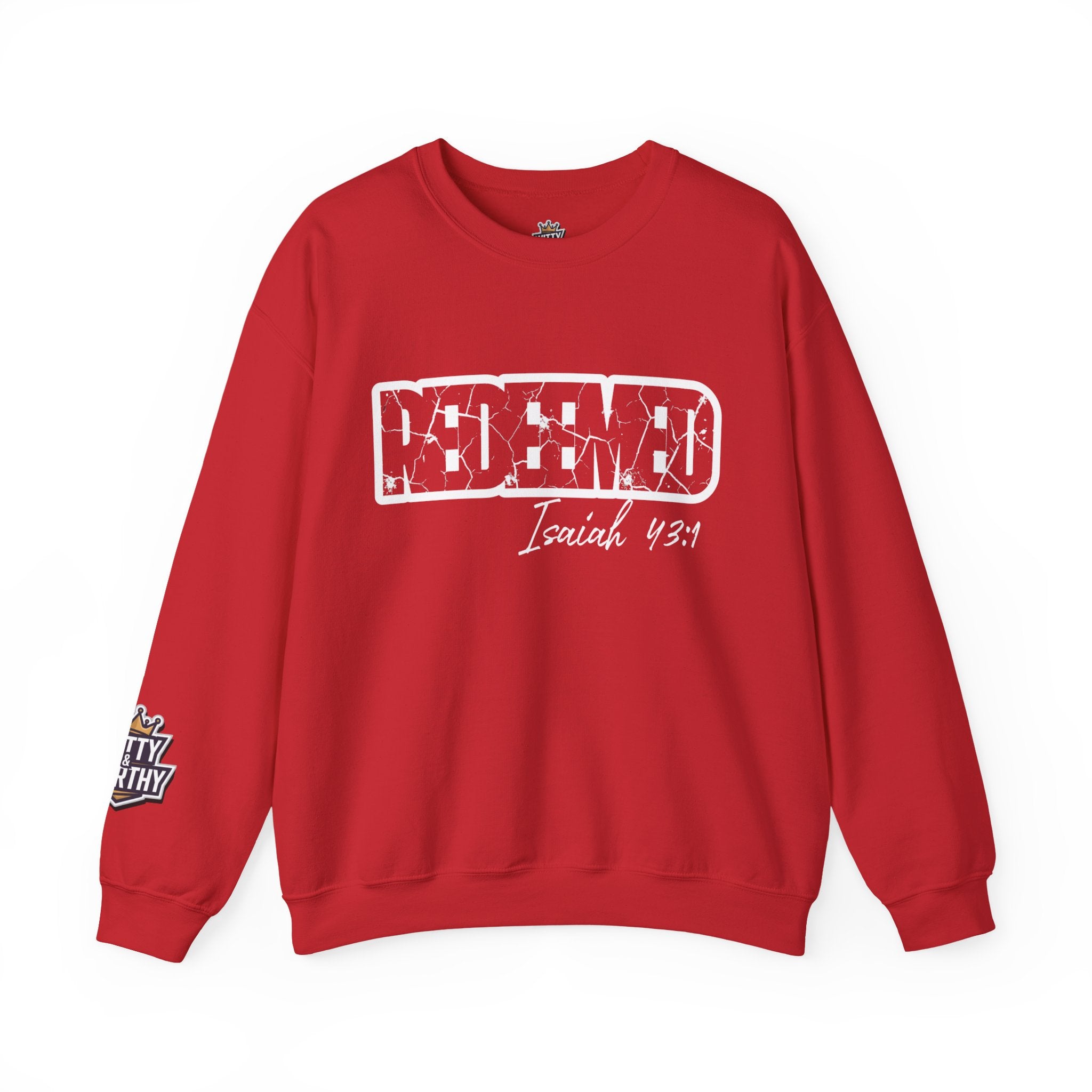 Crewneck Sweatshirt — 'Redeemed' Isaiah 43:1 Christian Faith Graphic