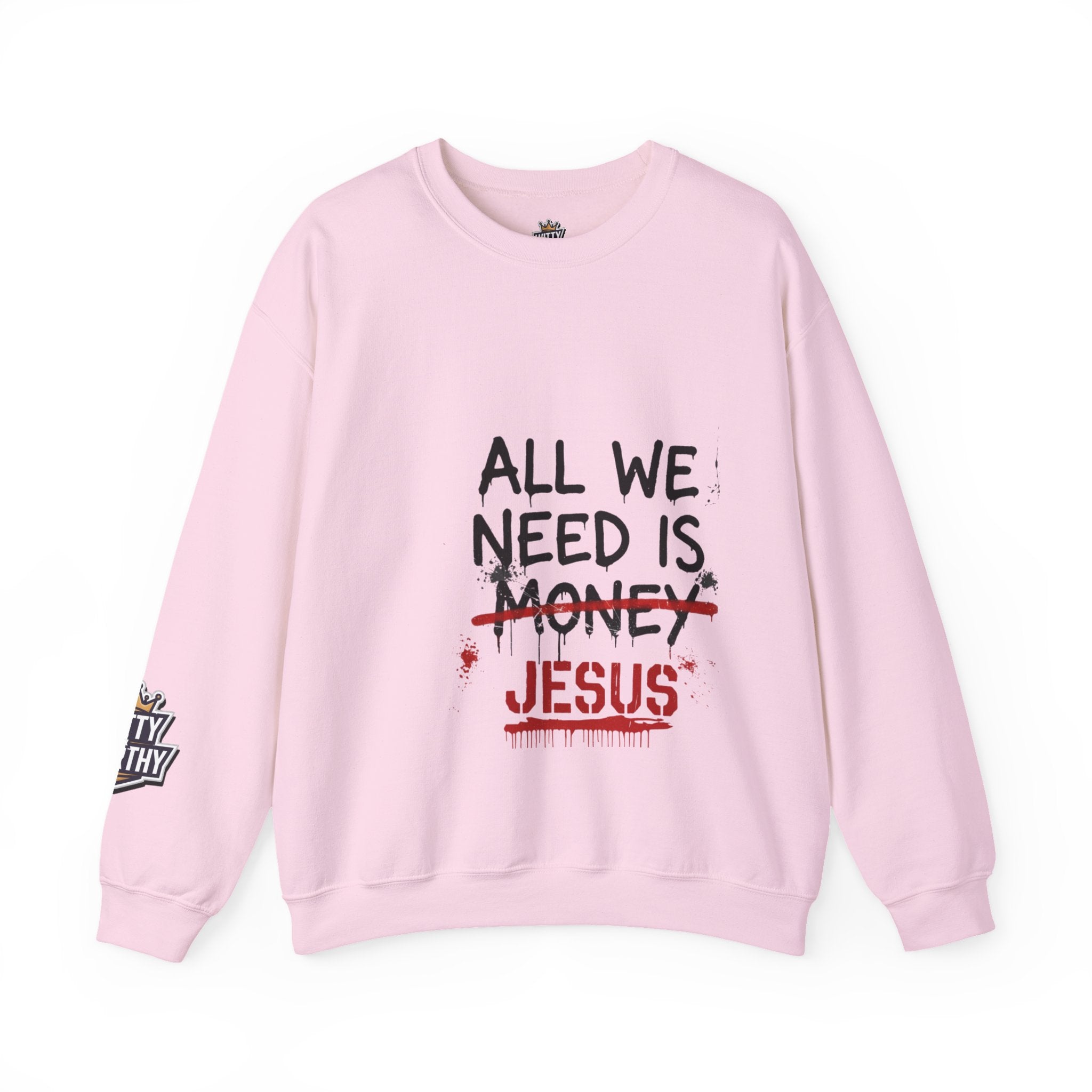 Crewneck Sweatshirt — "All We Need Is Jesus" Faith Graphic