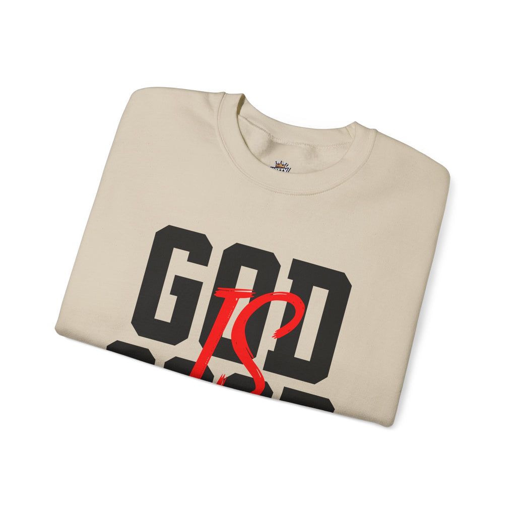 God Is Good Crewneck Sweatshirt — Faith-Based Christian Graphic Pullover