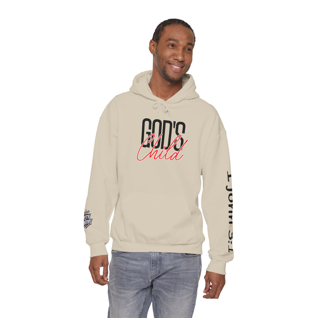 Child Script Hoodie — Cozy White Pullover with 'Child' Script Design