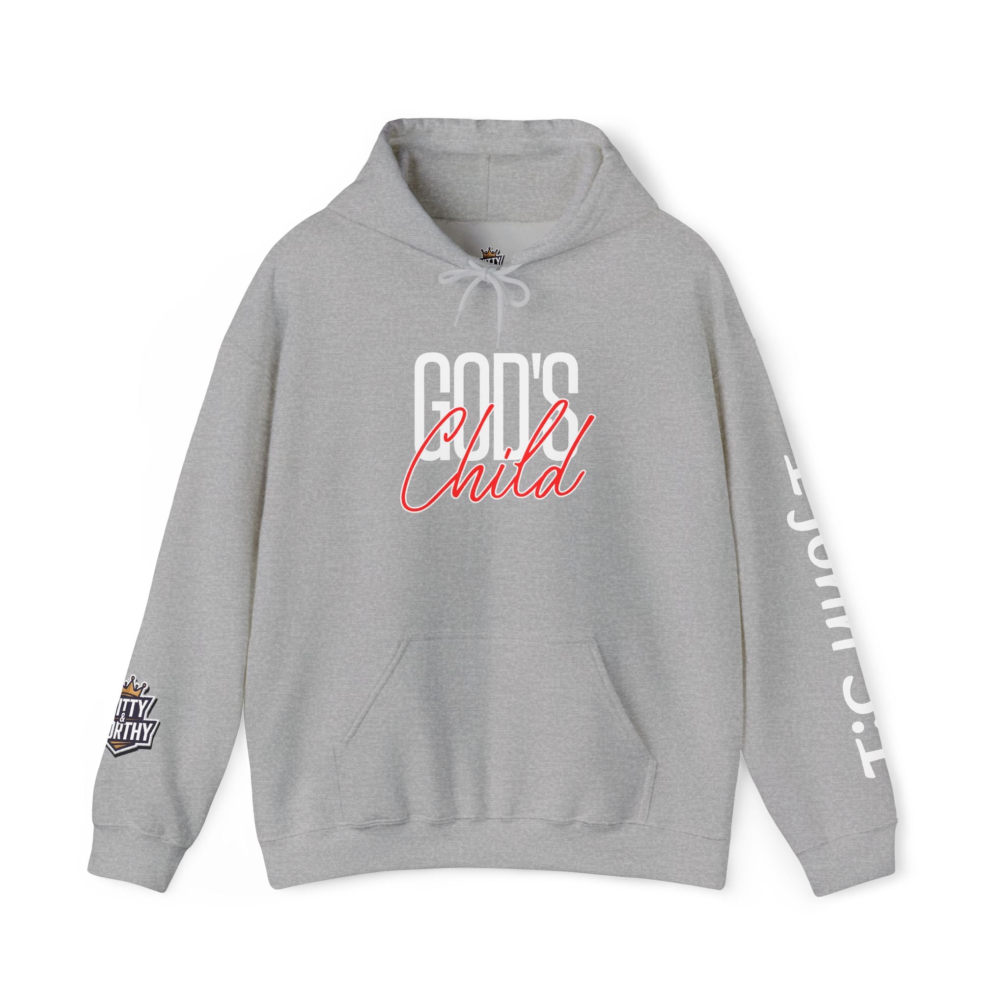 Child Script Hoodie — Cozy White Pullover with 'Child' Script Design