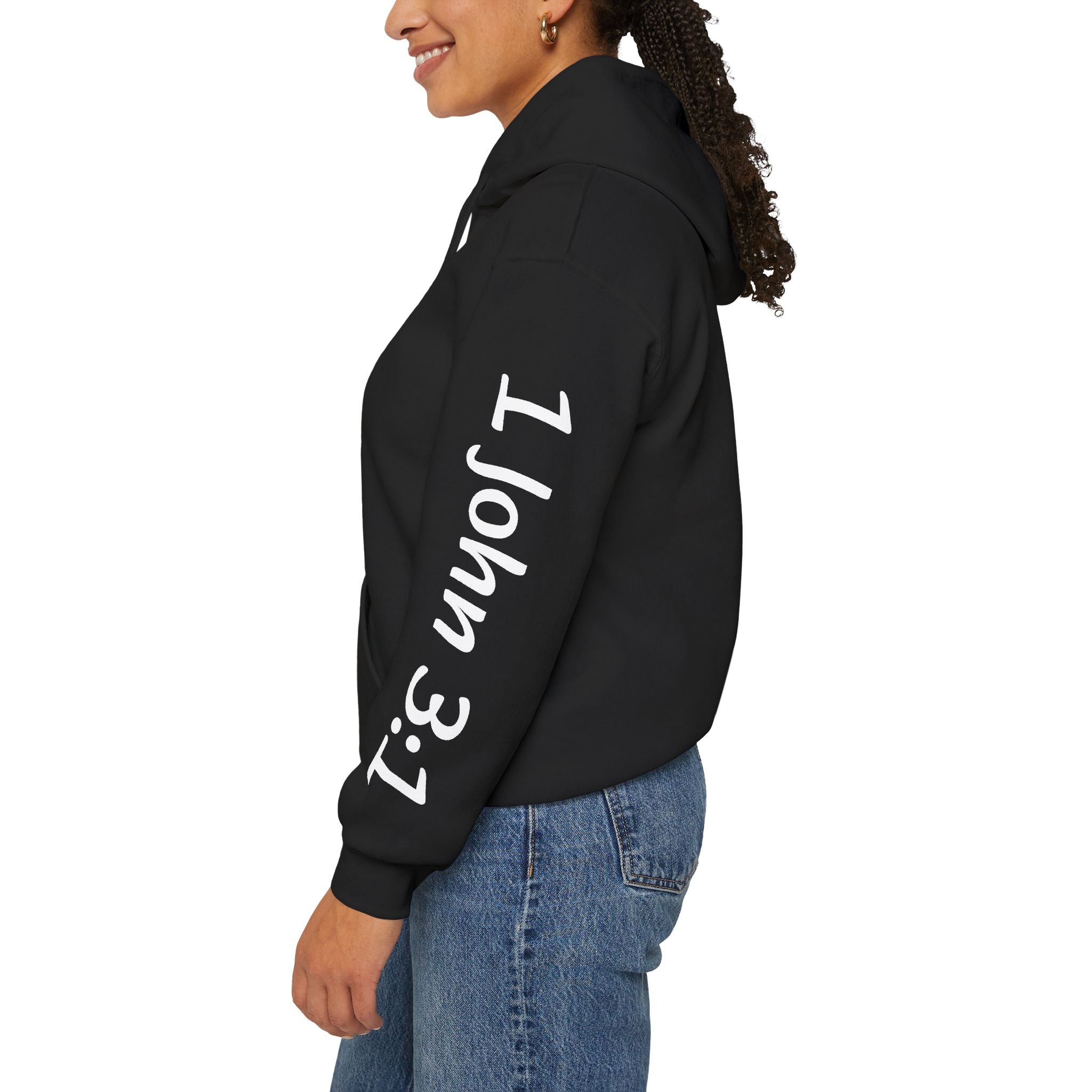 Child Script Hoodie — Cozy White Pullover with 'Child' Script Design