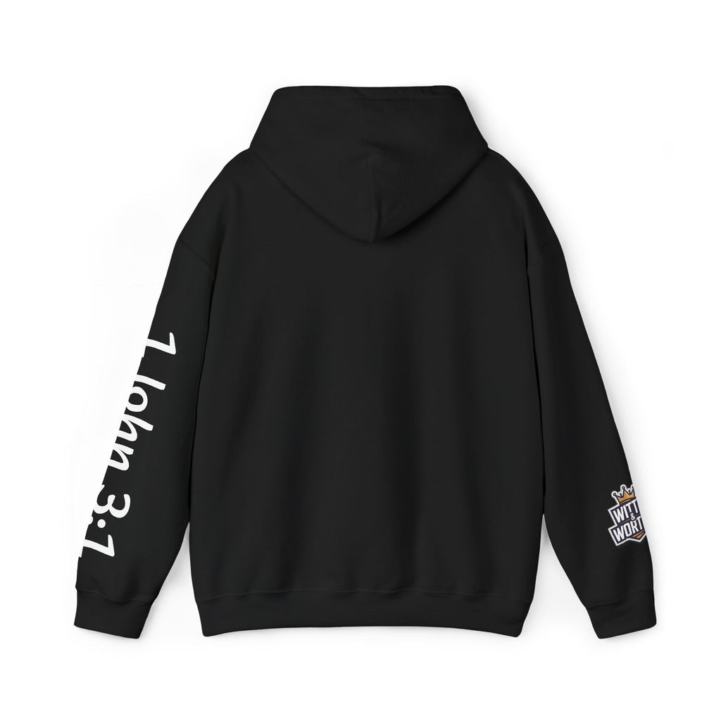 Child Script Hoodie — Cozy White Pullover with 'Child' Script Design