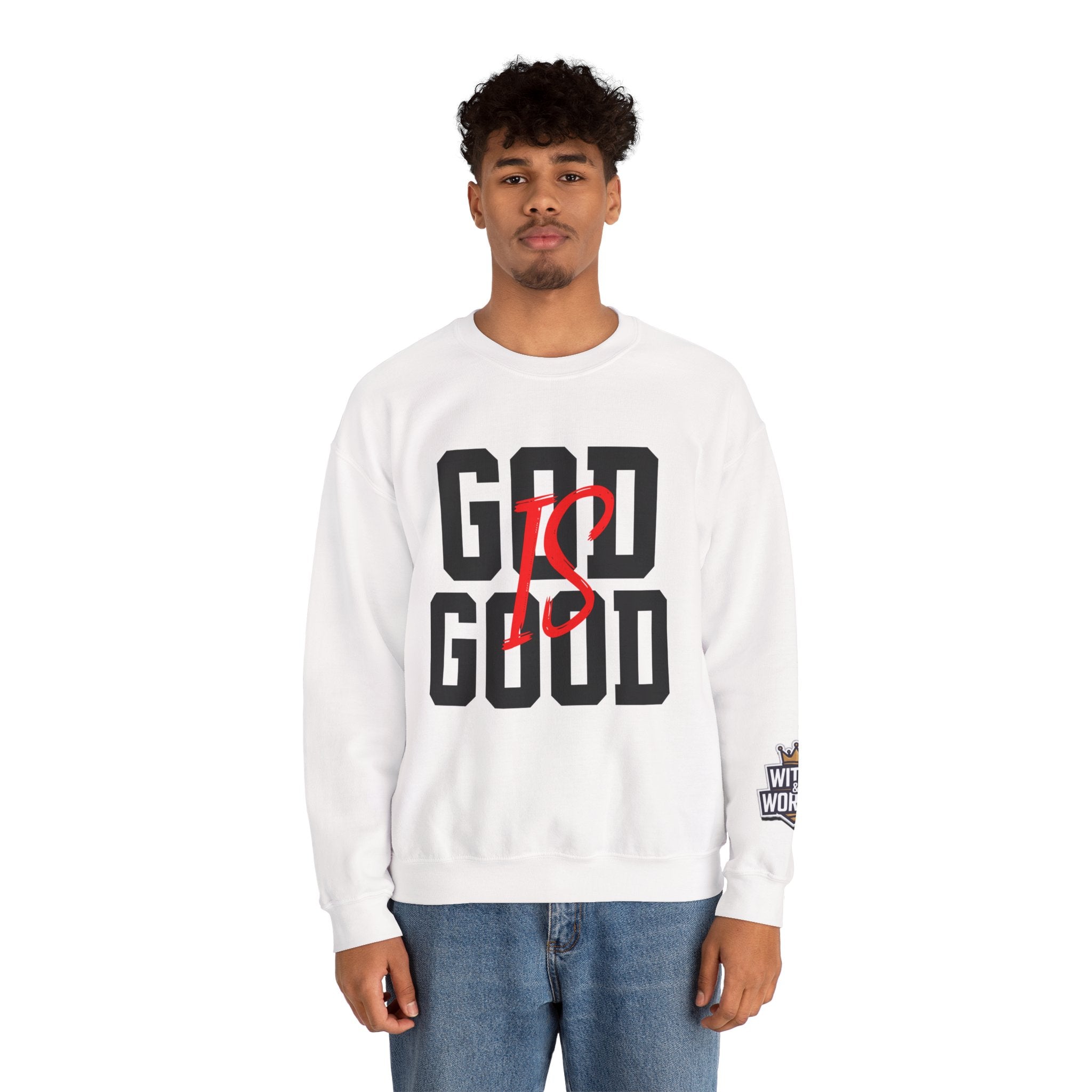 God Is Good Crewneck Sweatshirt — Faith-Based Christian Graphic Pullover