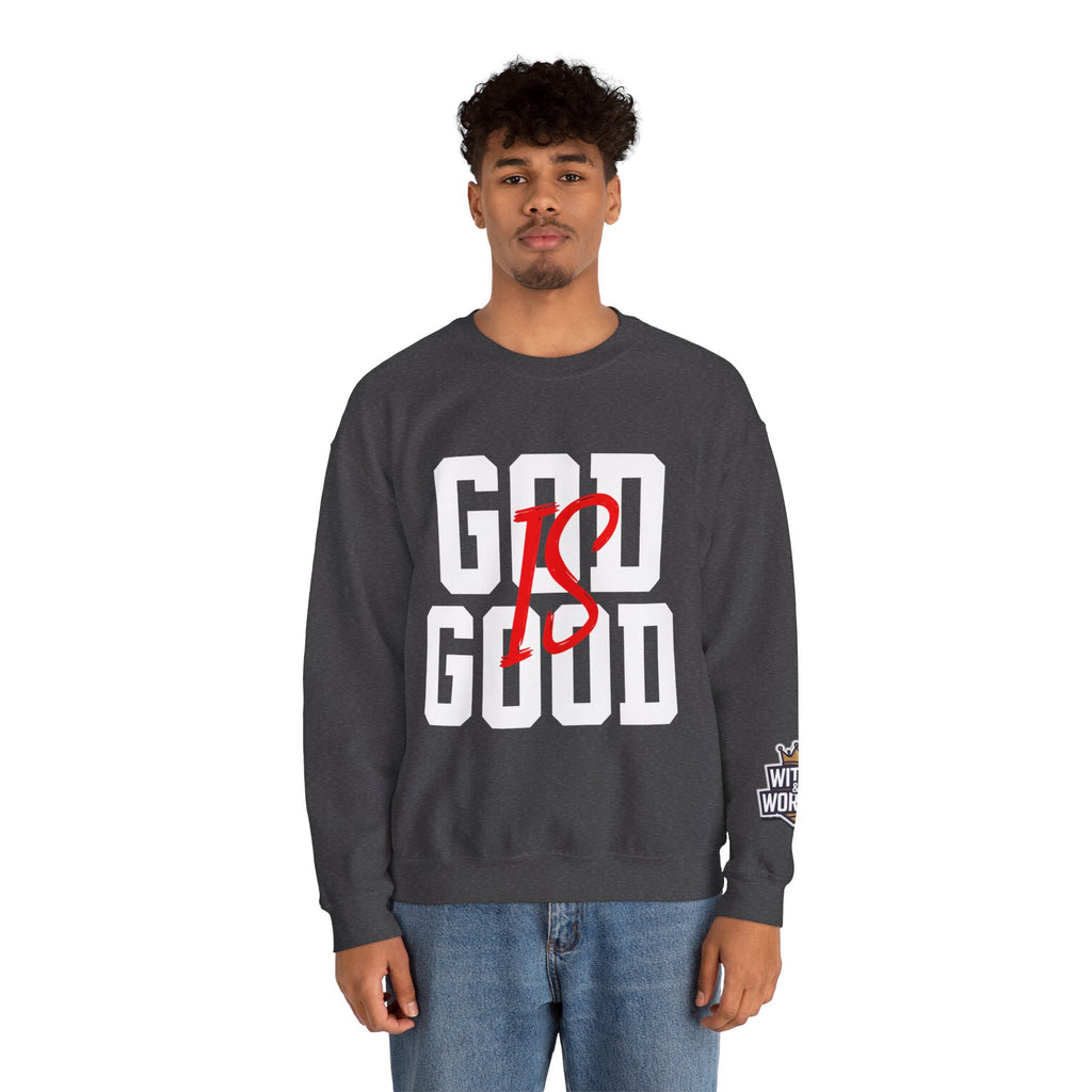 God Is Good Crewneck Sweatshirt — Faith-Based Christian Graphic Pullover