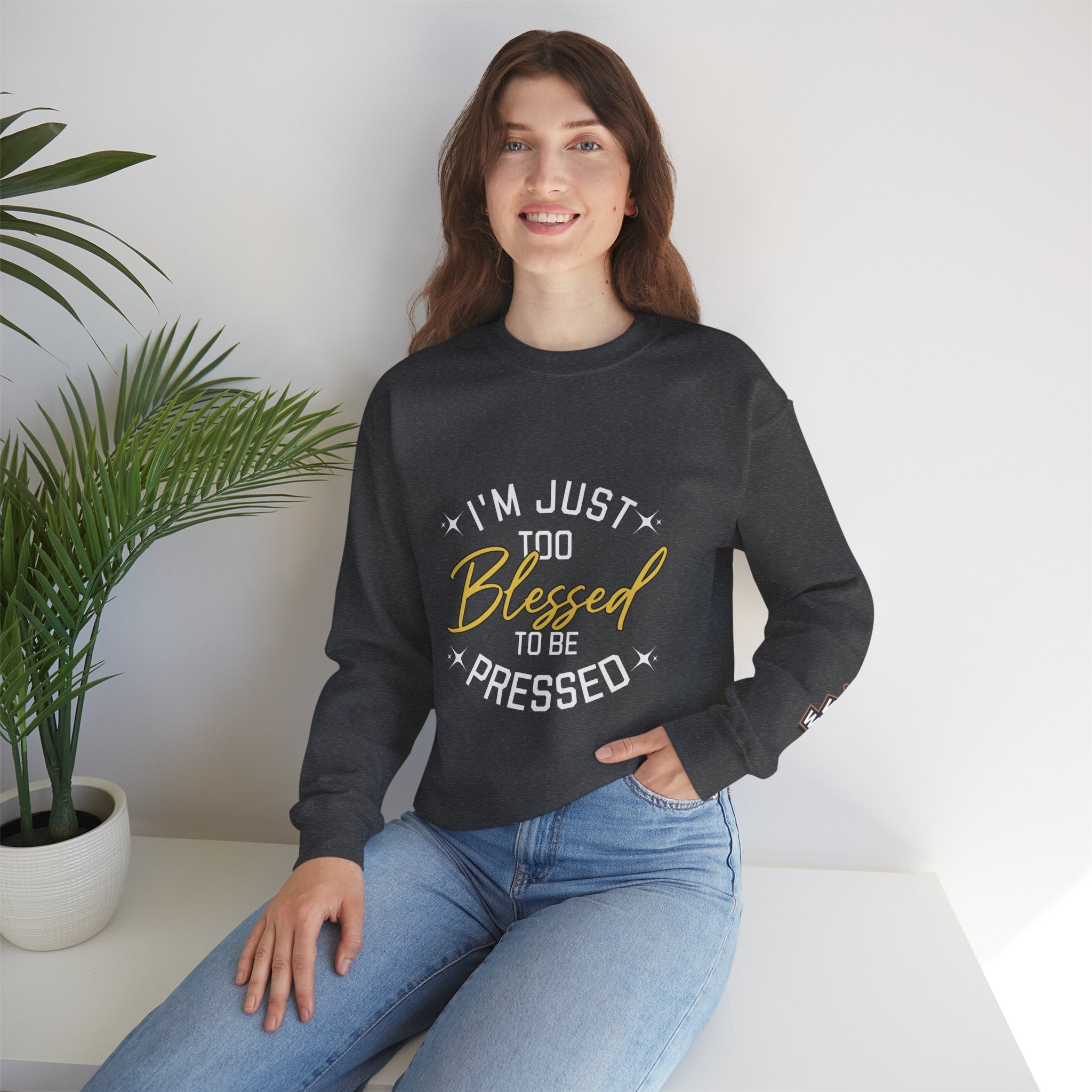 Blessed Crewneck Sweatshirt — Gold Script Cozy Pullover