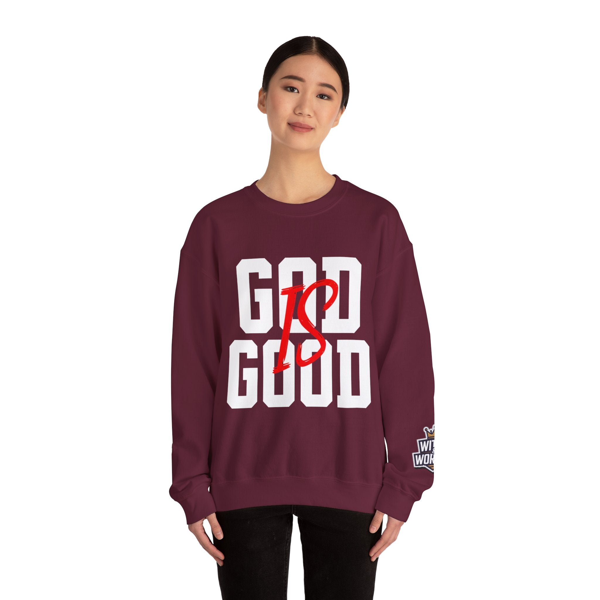 God Is Good Crewneck Sweatshirt — Faith-Based Christian Graphic Pullover