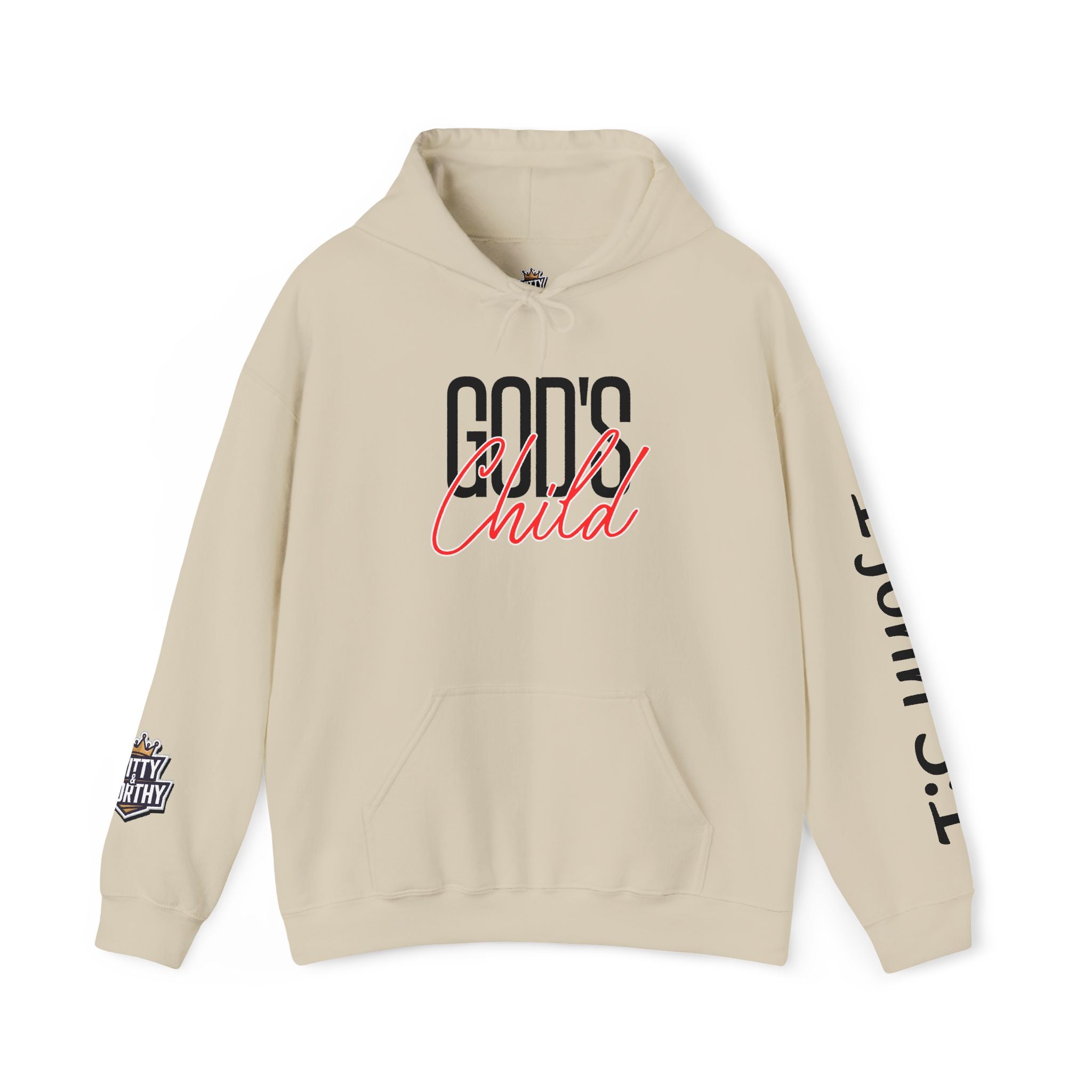 Child Script Hoodie — Cozy White Pullover with 'Child' Script Design