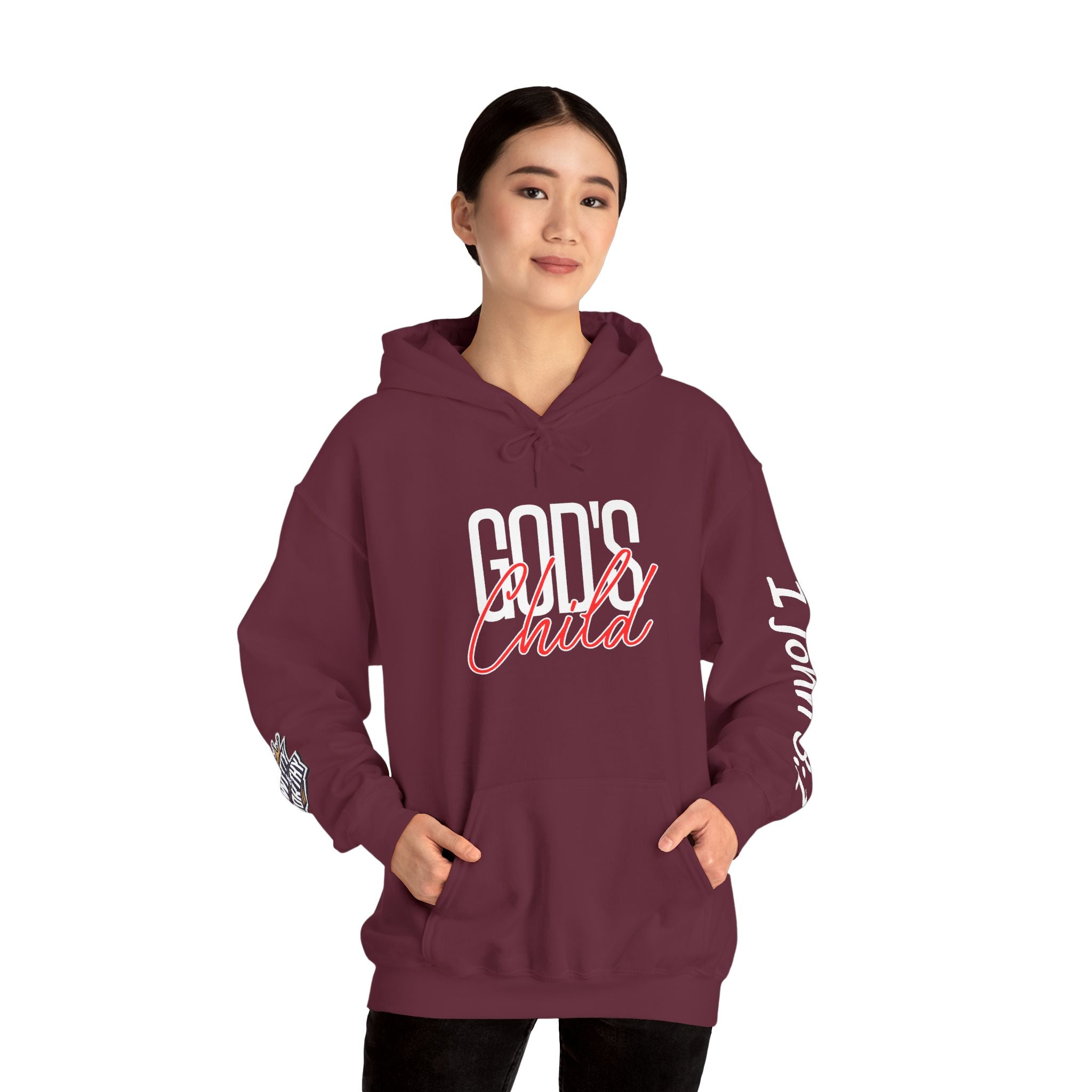 Child Script Hoodie — Cozy White Pullover with 'Child' Script Design