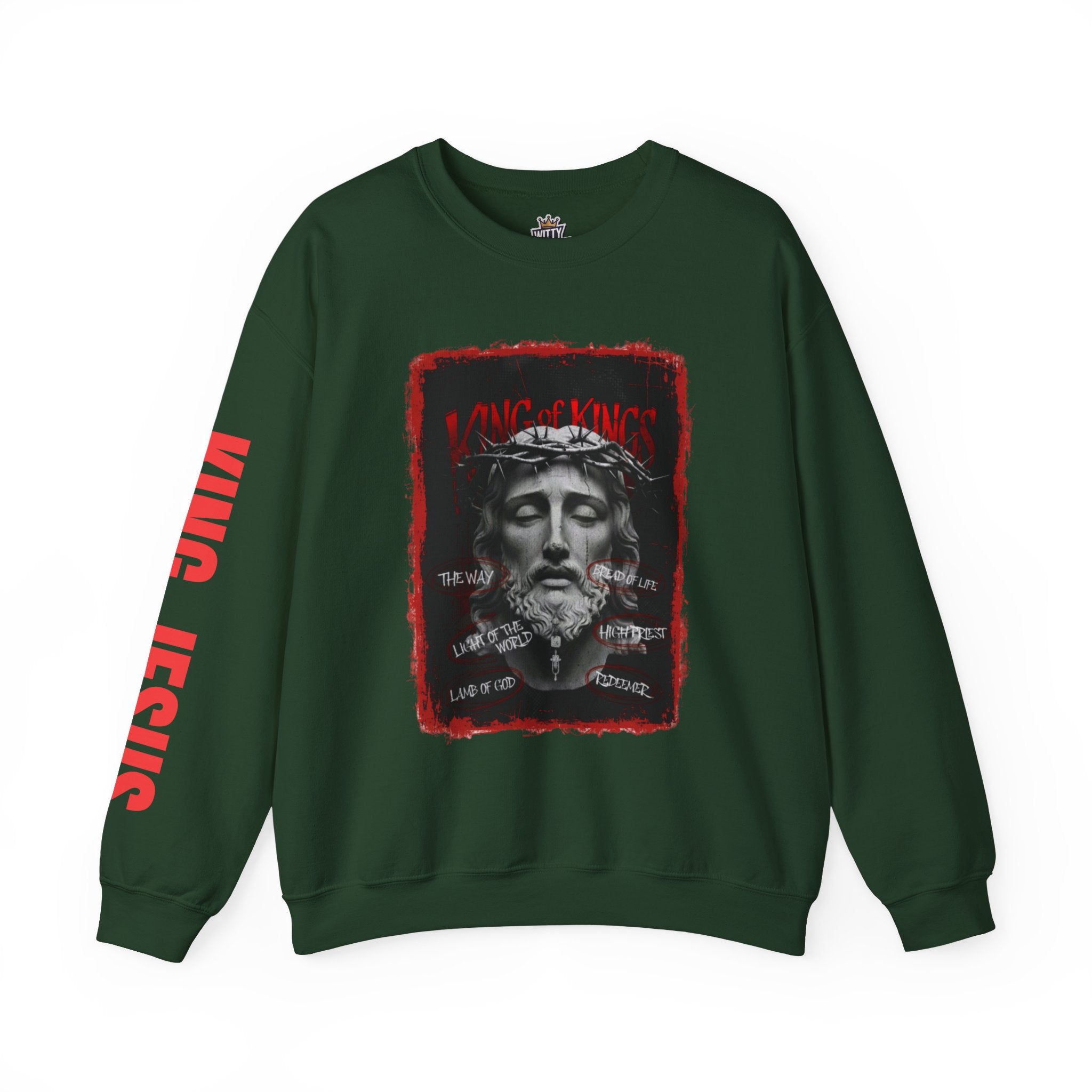 Religious Graphic Crewneck Sweatshirt – 'Love One Another' Jesus Portrait