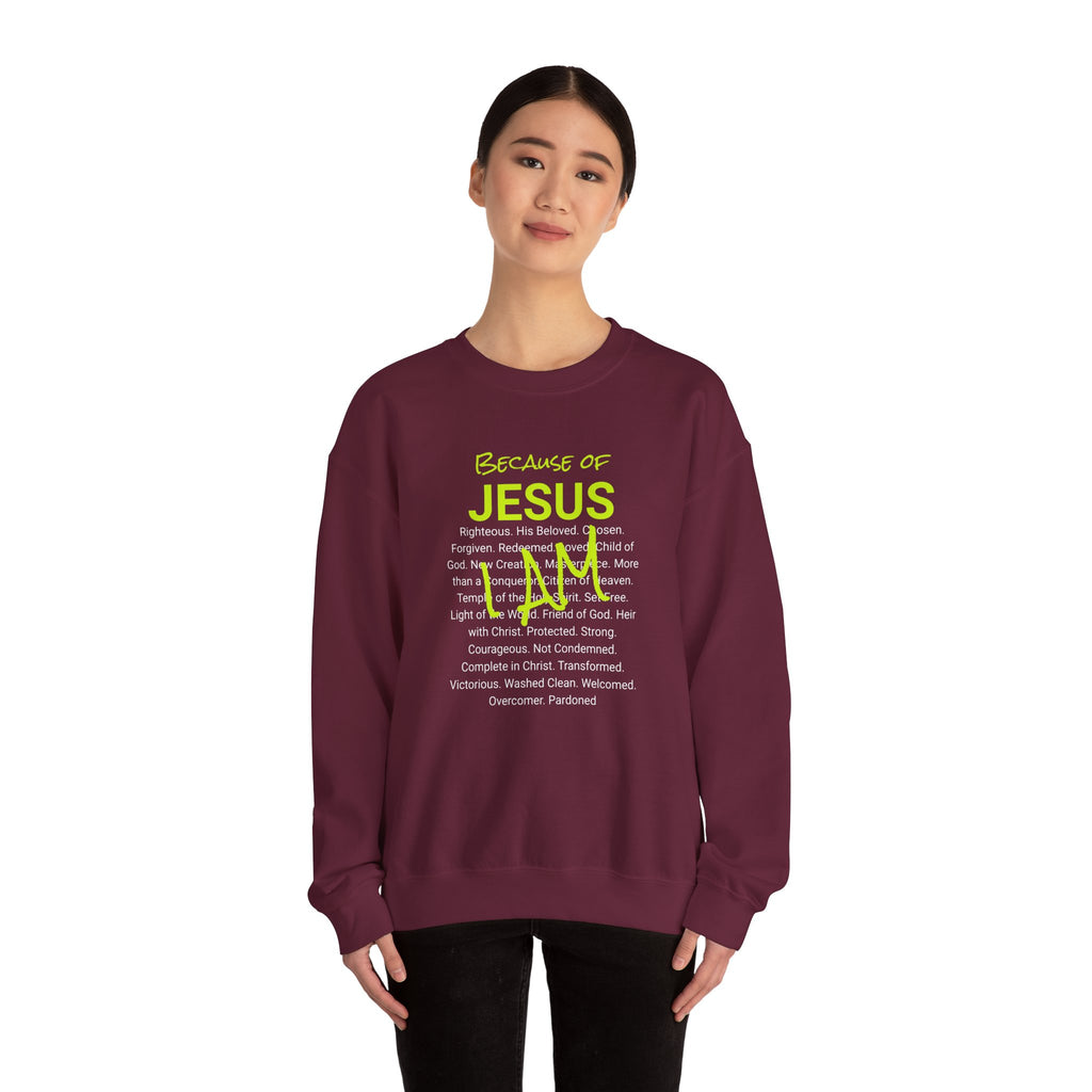 Crewneck Sweatshirt — "Saved" Faith-Based Affirmation Sweatshirt (Righteous • Redeemed • Loved)