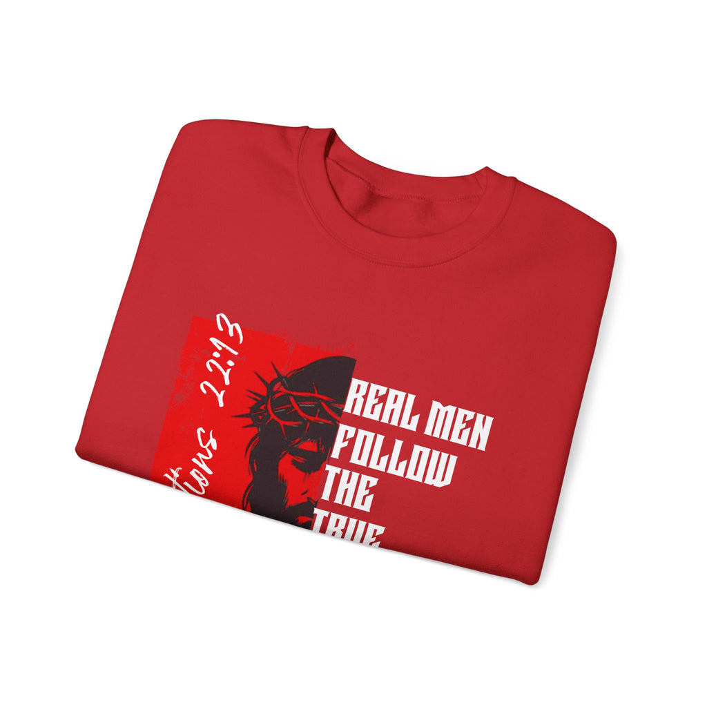 Crewneck Sweatshirt — “Real Men Follow the True Alpha” Graphic Pullover
