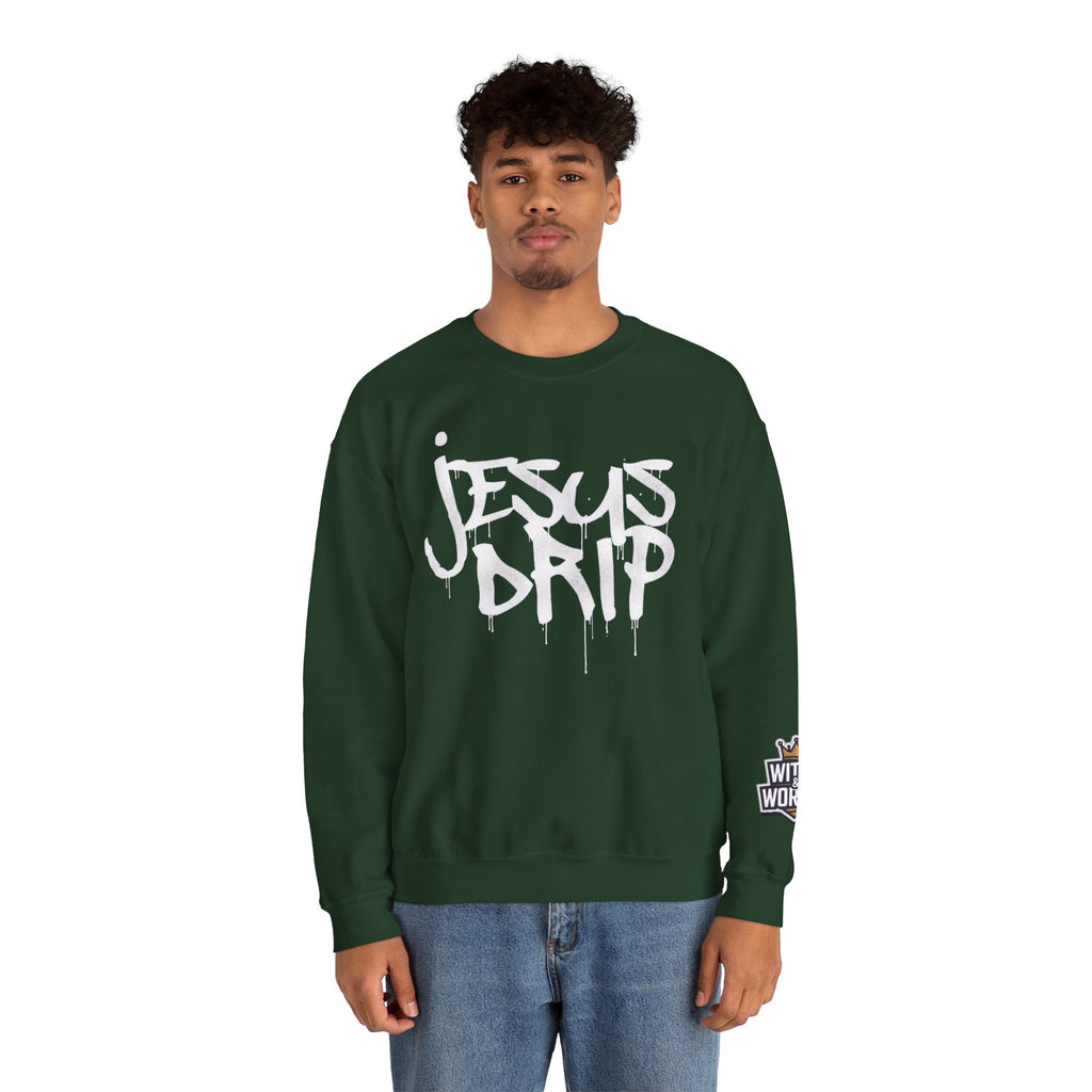 Jesus Drip Crewneck Sweatshirt — Streetwear Christian Graphic Pullover