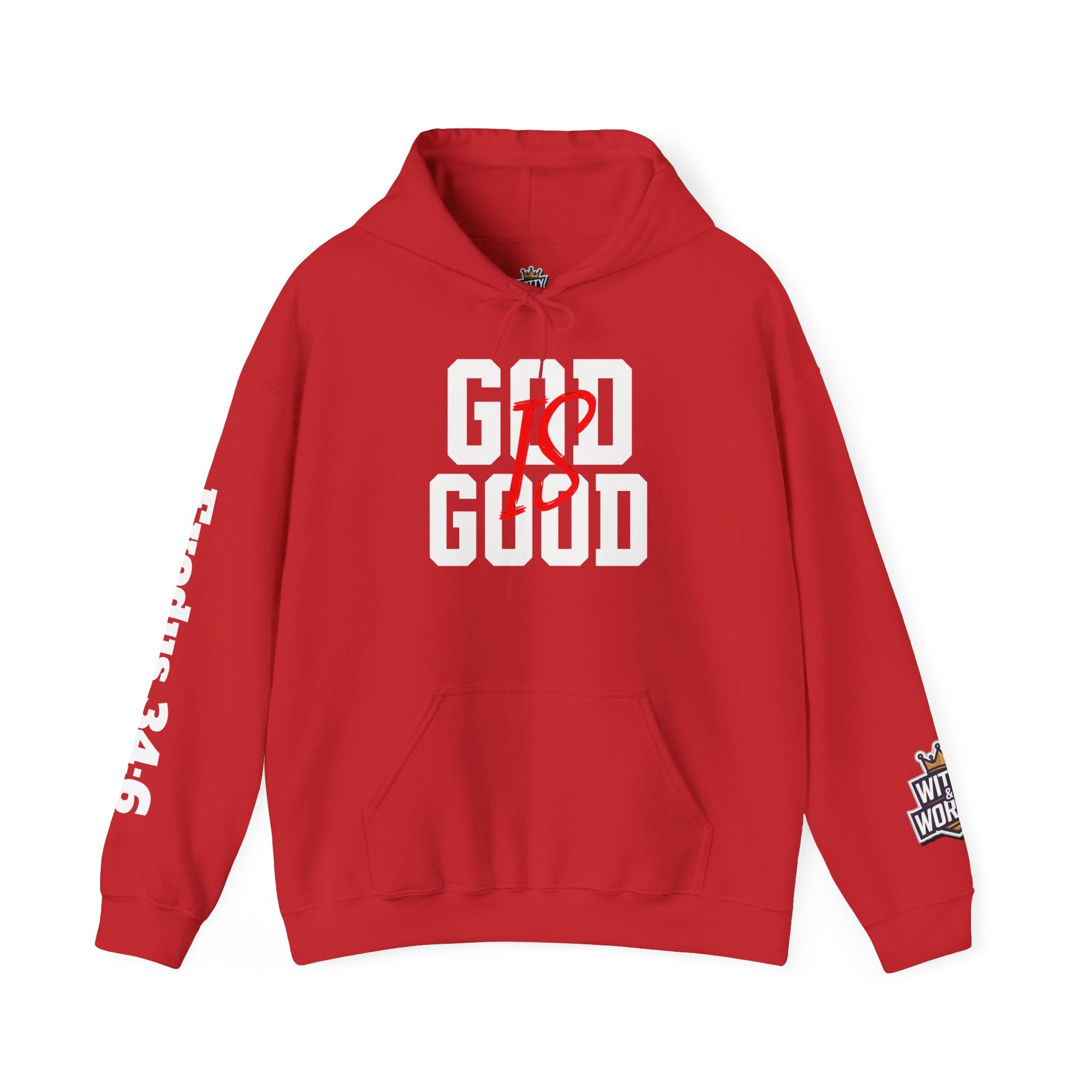 Hoodie — "God Is Good" Marble Script Pullover