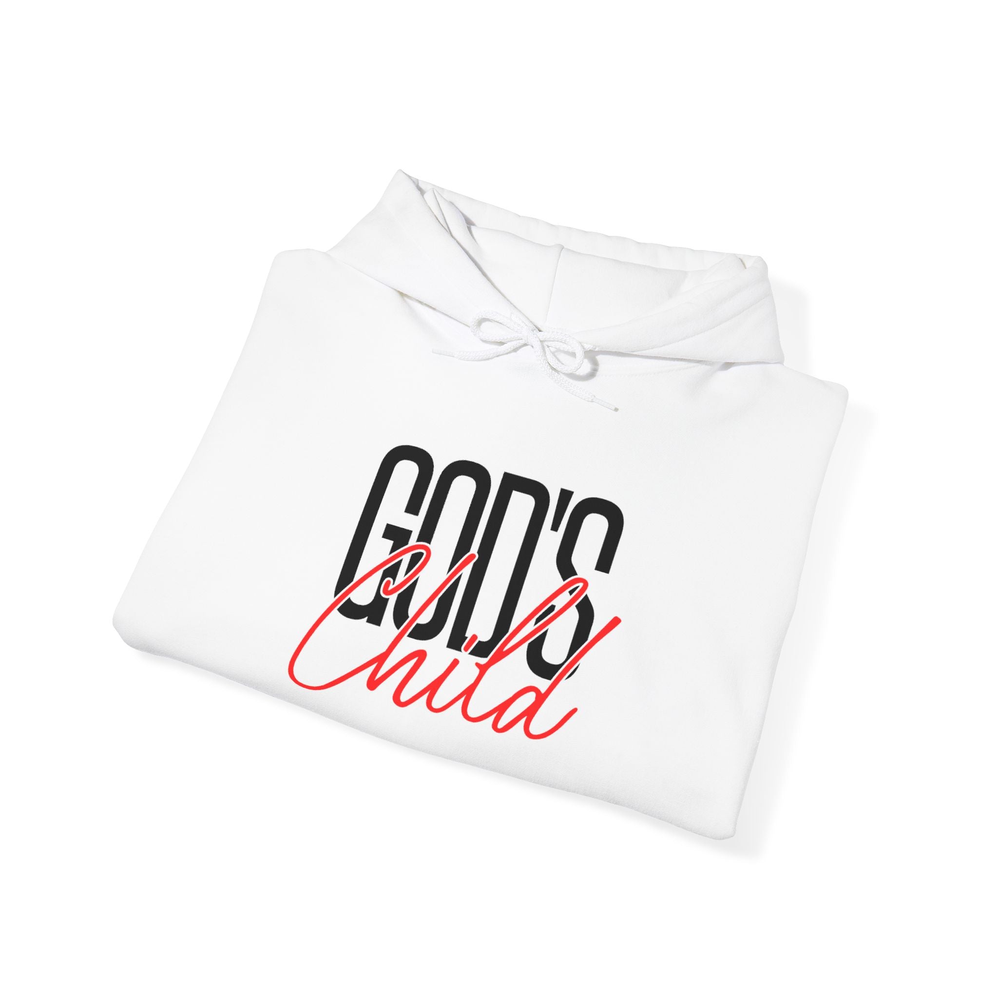 Child Script Hoodie — Cozy White Pullover with 'Child' Script Design