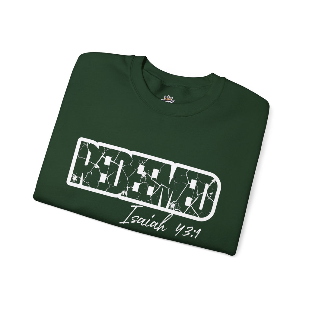 Crewneck Sweatshirt — 'Redeemed' Isaiah 43:1 Christian Faith Graphic