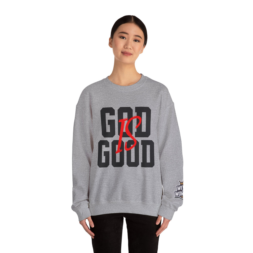 God Is Good Crewneck Sweatshirt — Faith-Based Christian Graphic Pullover