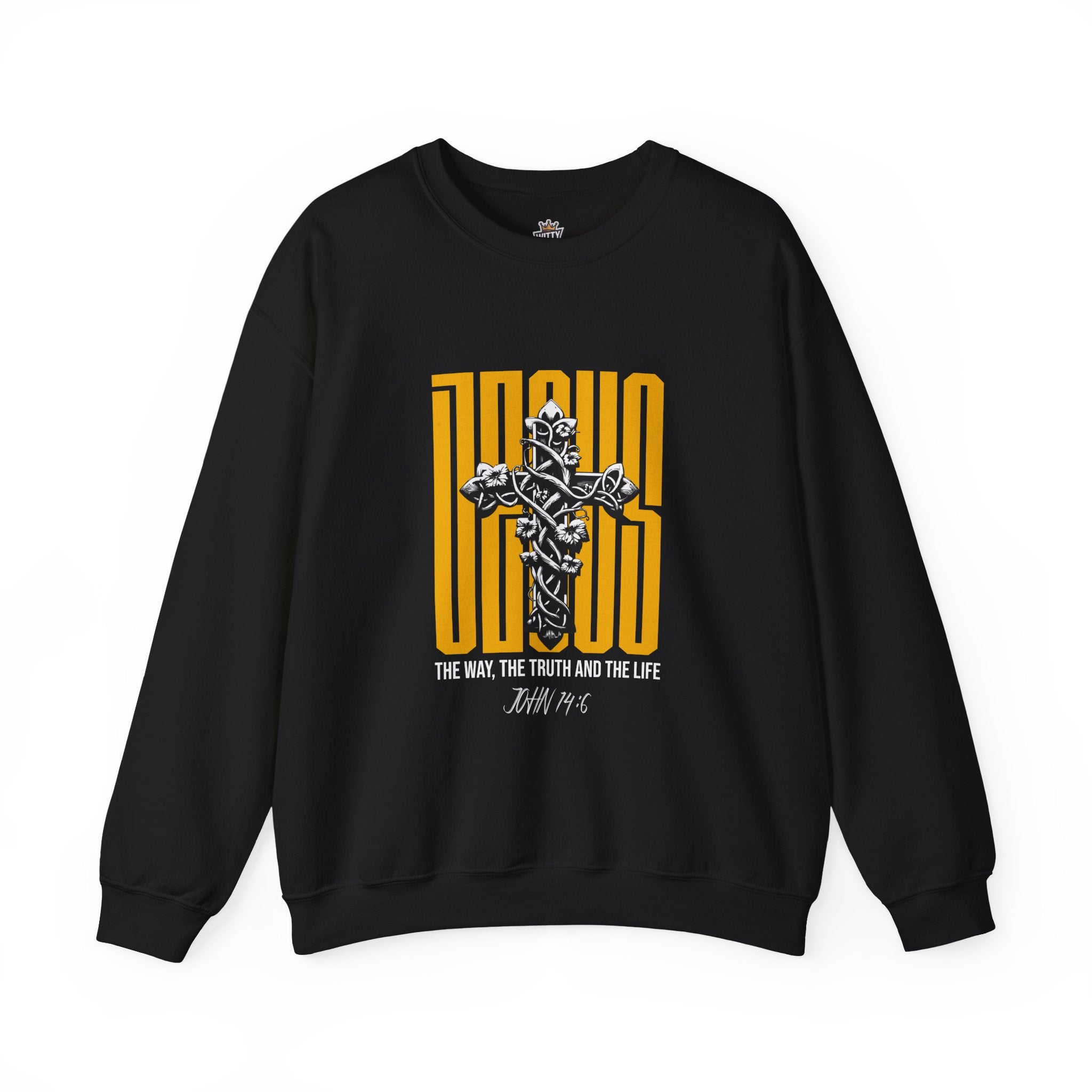 Jesus Cross Crewneck Sweatshirt — "Jesus: The Way, The Truth and The Life" Christian Pullover