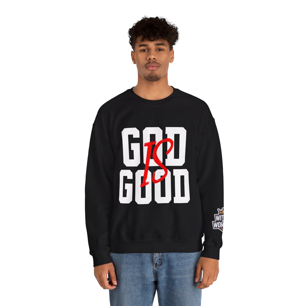 God Is Good Crewneck Sweatshirt — Faith-Based Christian Graphic Pullover