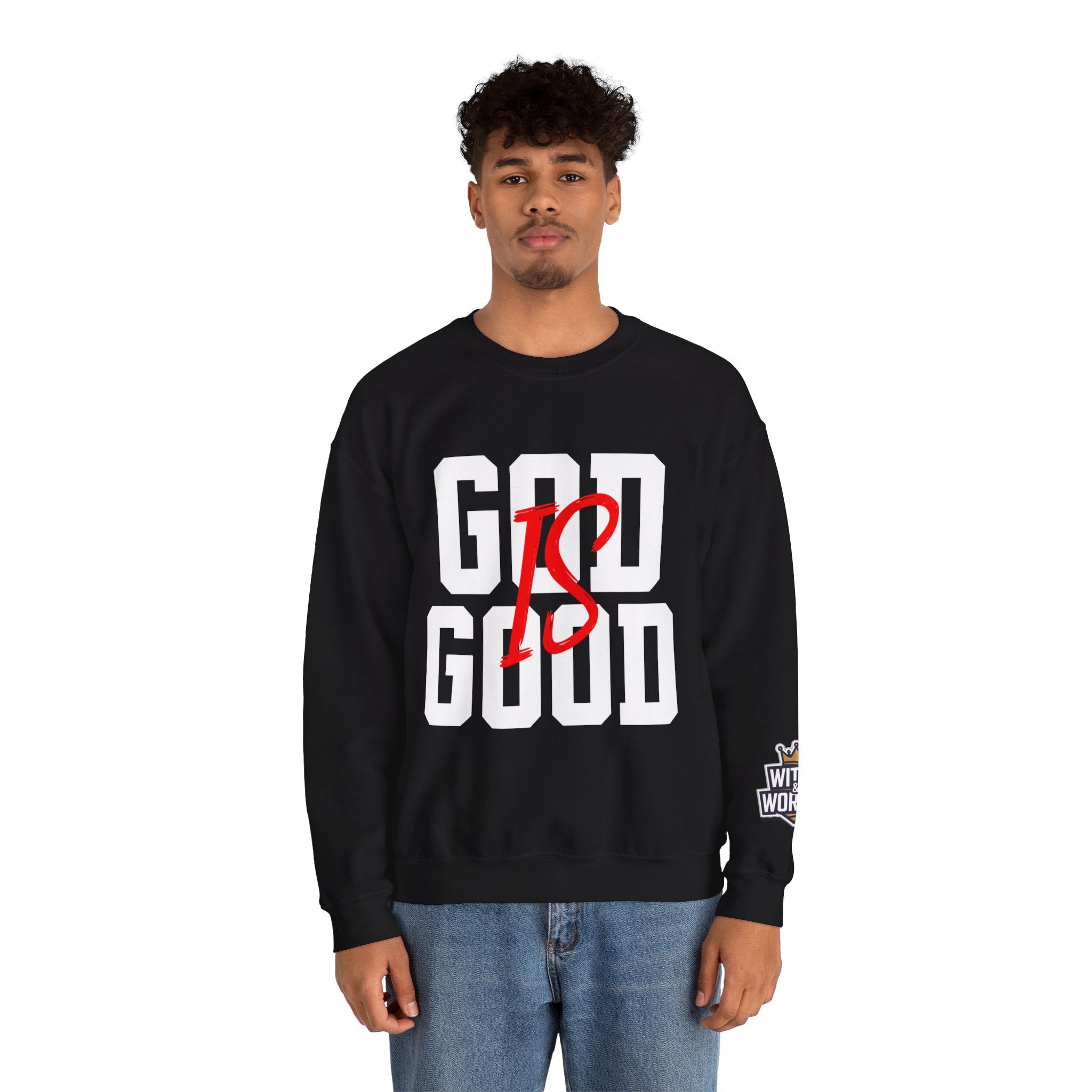 God Is Good Crewneck Sweatshirt — Faith-Based Christian Graphic Pullover