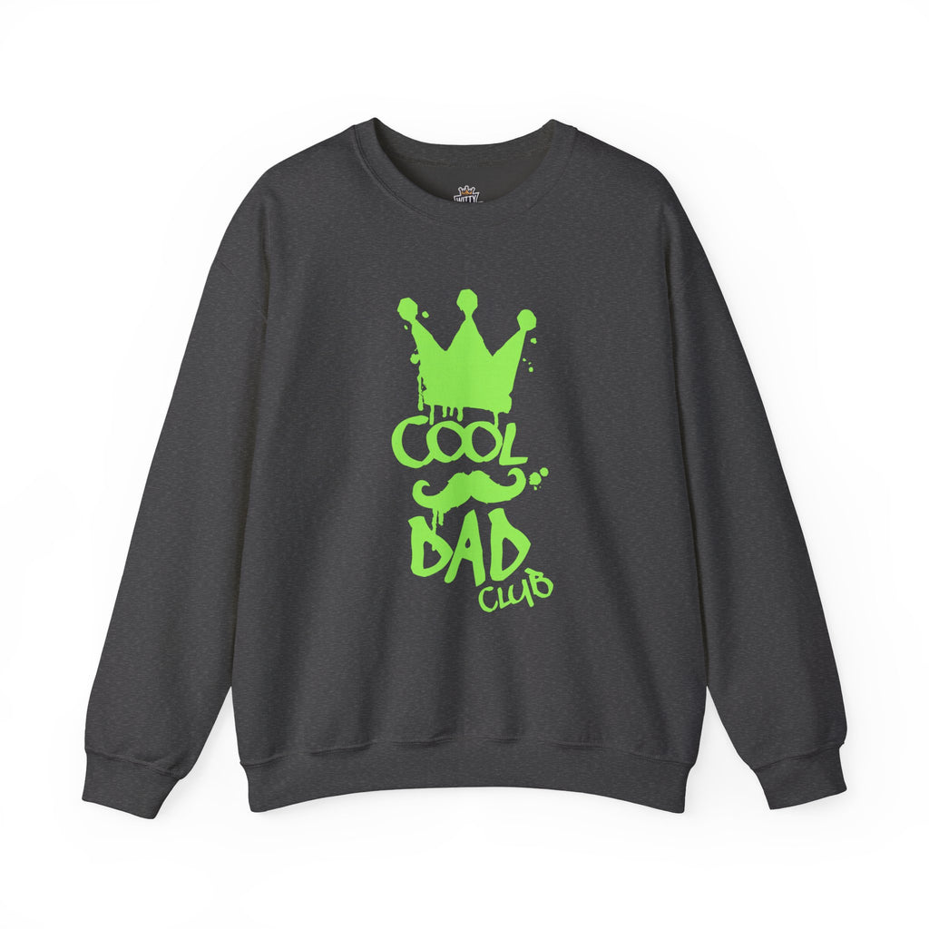 Cool Dad Club Sweatshirt — Neon Green Crown Graphic Crewneck
