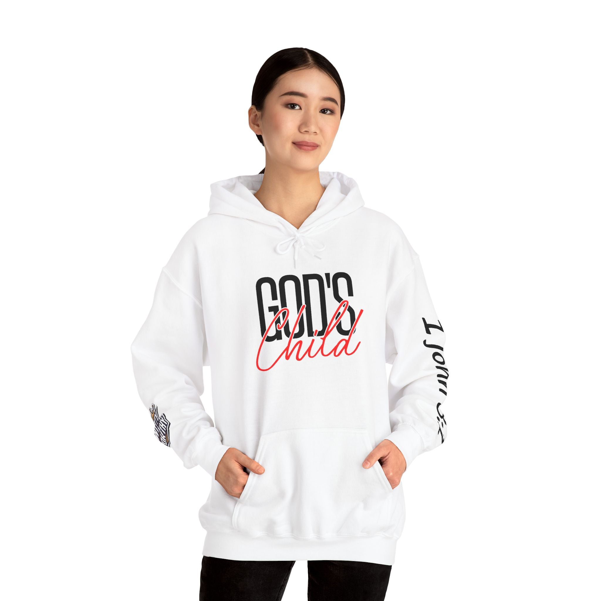 Child Script Hoodie — Cozy White Pullover with 'Child' Script Design