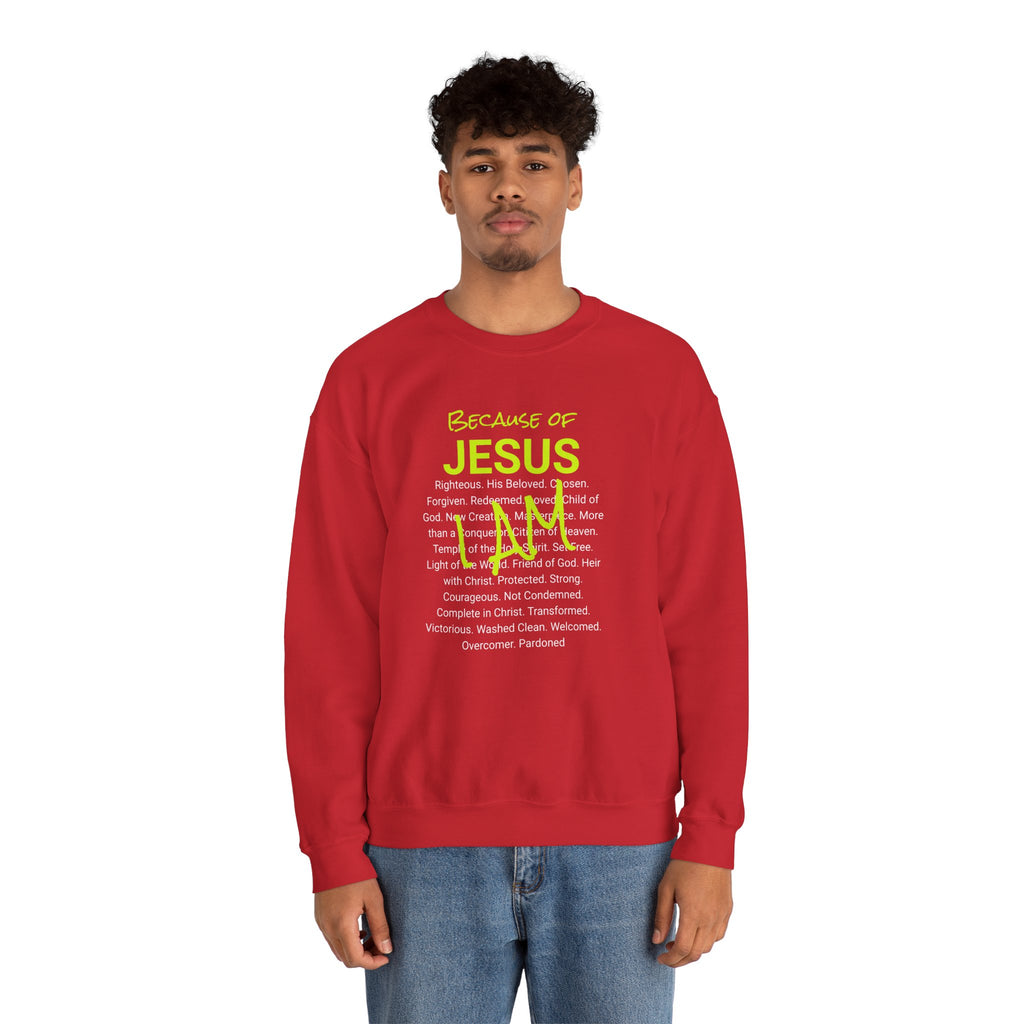 Crewneck Sweatshirt — "Saved" Faith-Based Affirmation Sweatshirt (Righteous • Redeemed • Loved)