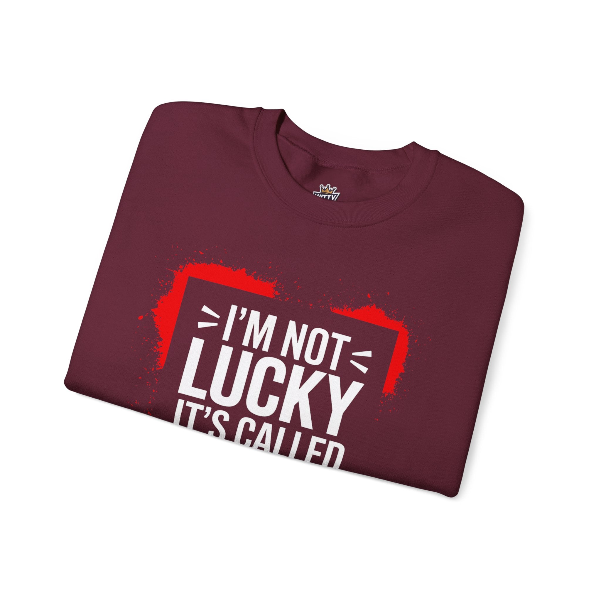 Crewneck Sweatshirt — "I'm Not Lucky, It's Called Favor" Inspirational Graphic