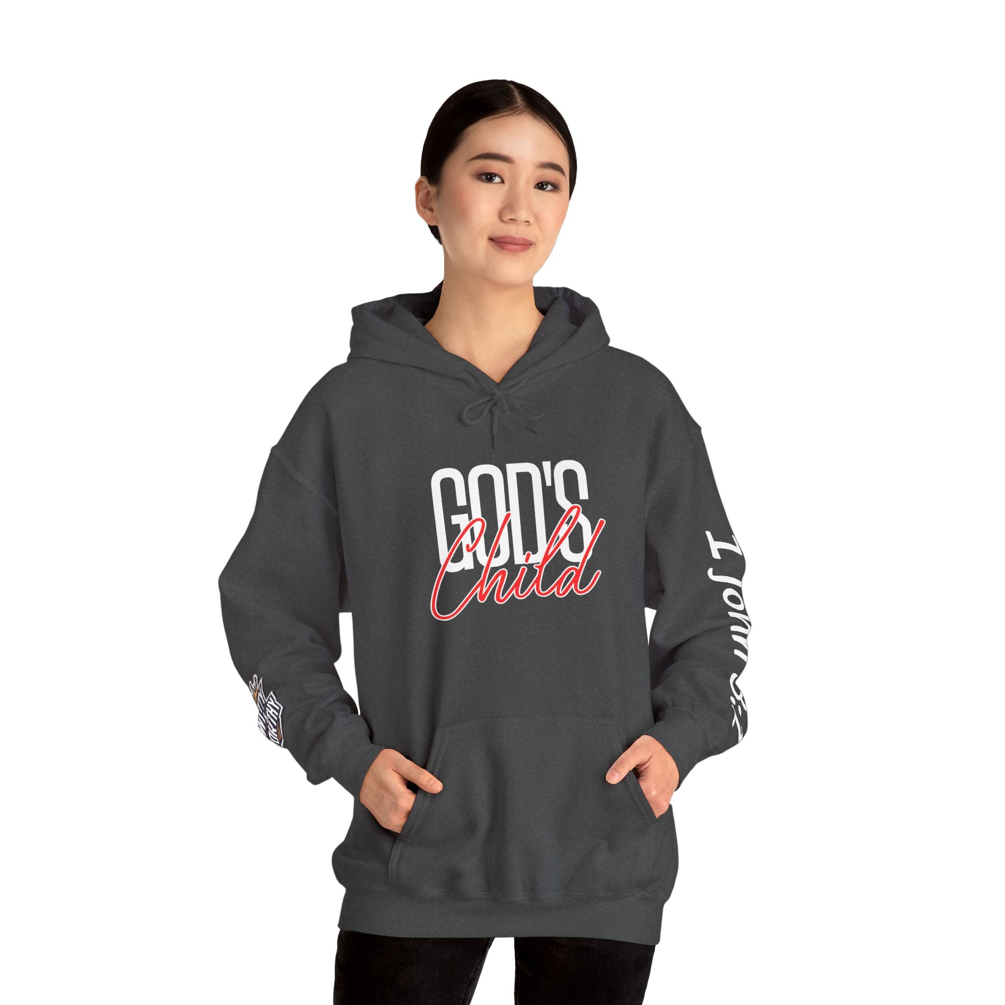 Child Script Hoodie — Cozy White Pullover with 'Child' Script Design