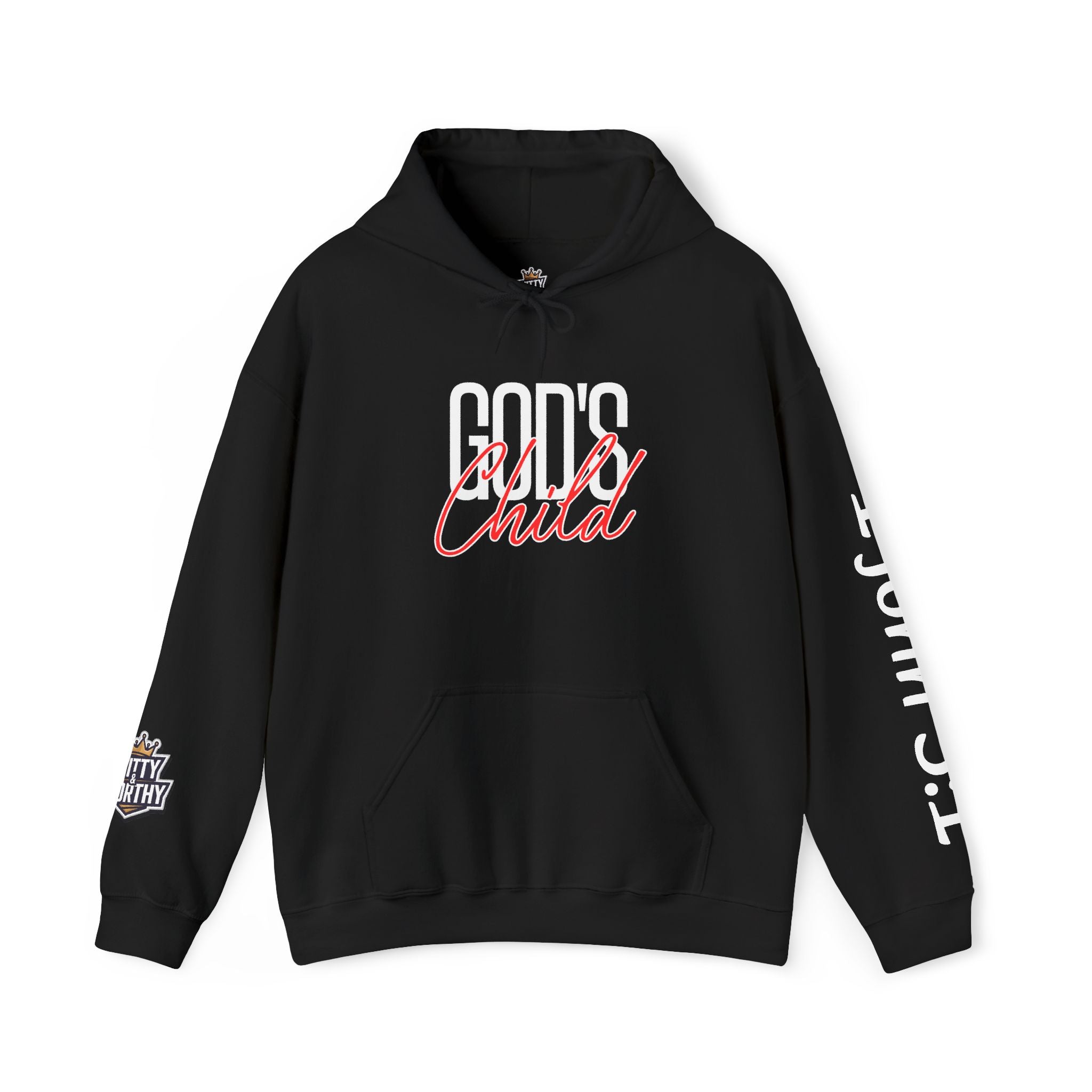 Child Script Hoodie — Cozy White Pullover with 'Child' Script Design