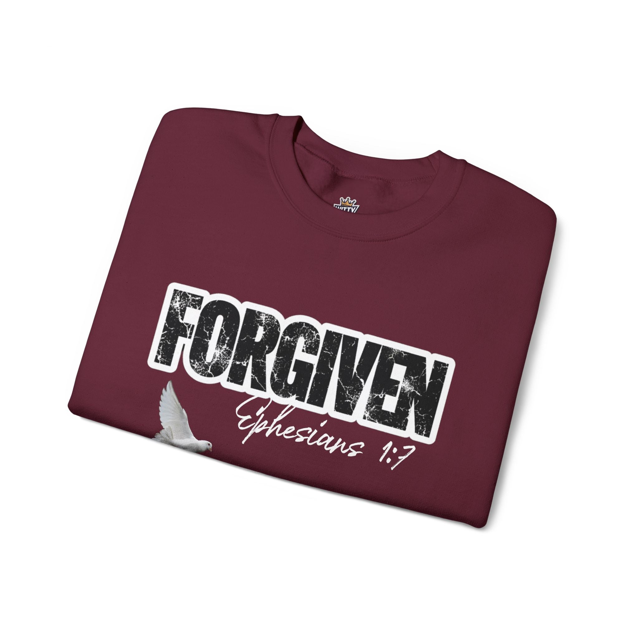 Forgiven Crewneck Sweatshirt – Ephesians 1:7 Christian Dove Pullover