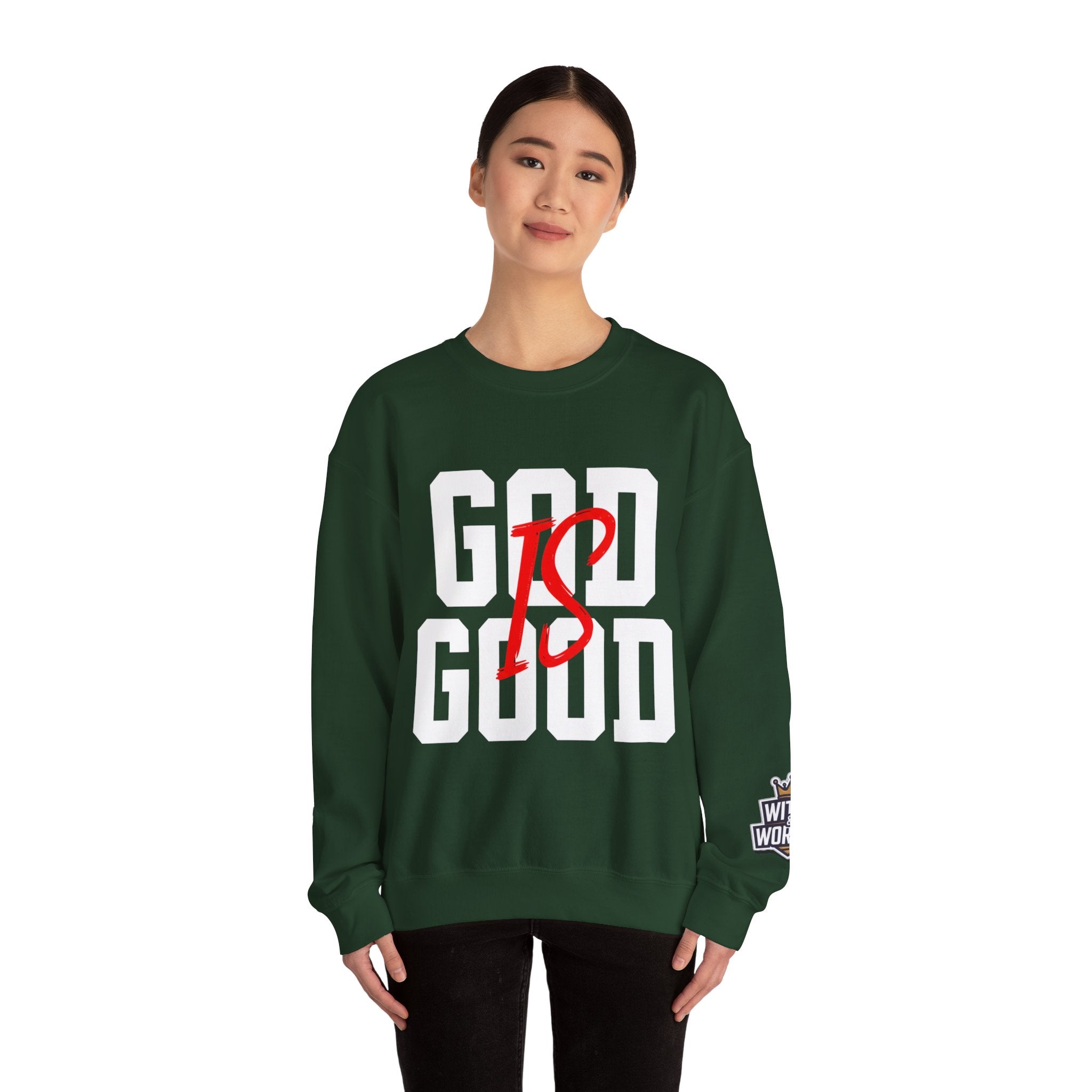 God Is Good Crewneck Sweatshirt — Faith-Based Christian Graphic Pullover